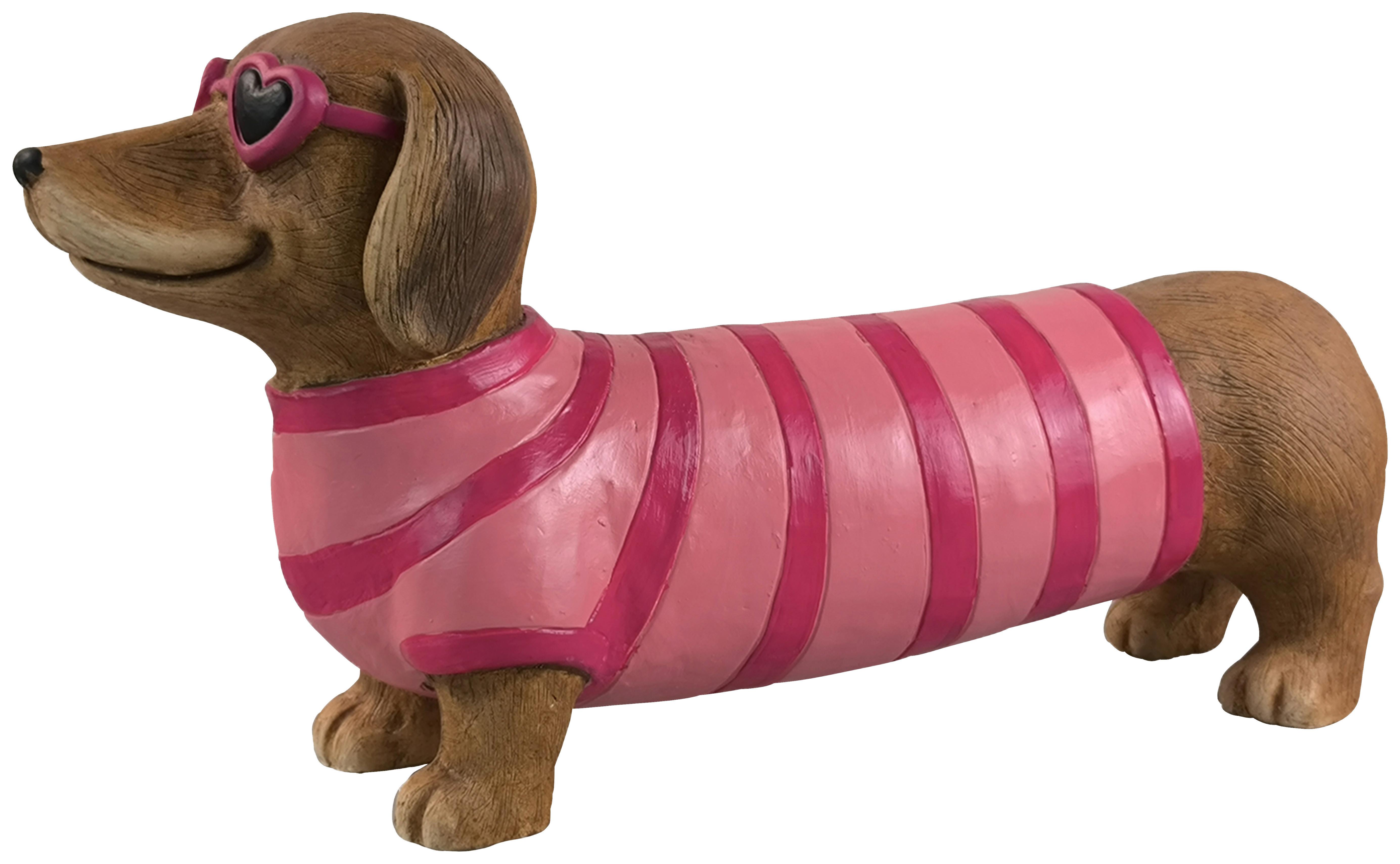 Dekohund Peanut - Pink/Schwarz, KONVENTIONELL, Stein (42,5/11,5/21,5cm) - Luca Bessoni