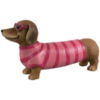 Dekohund Peanut - Pink/Schwarz, KONVENTIONELL, Stein (42,5/11,5/21,5cm) - Luca Bessoni