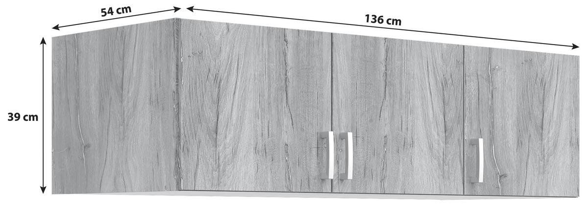 Nadstavec BRANDO 136cm dekor dub Flagstaff - farba duba/strieborná, Konventionell, kompozitné drevo/plast (136/39/54cm)