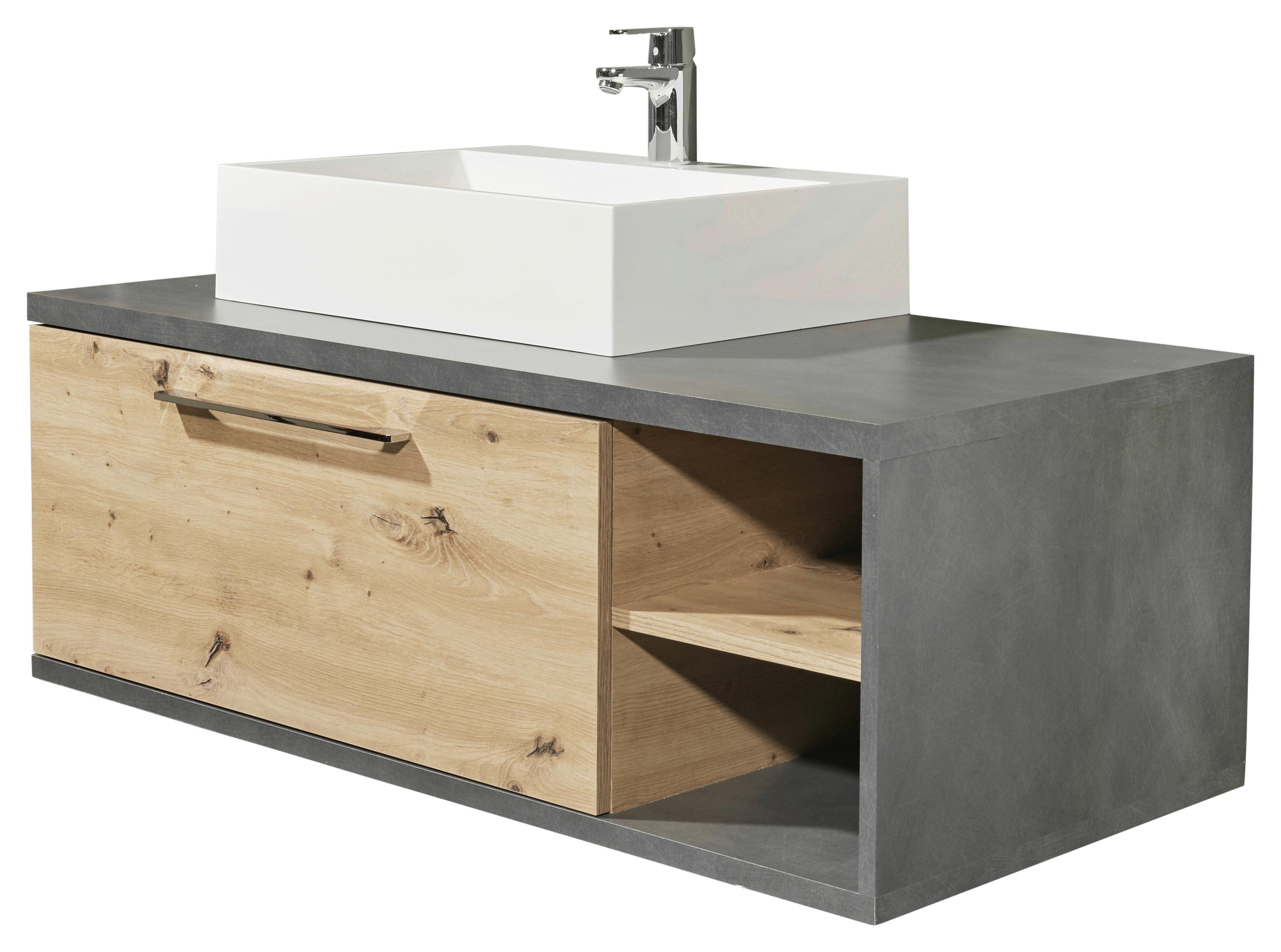 Waschbecken Mit Unterschrank Nathan B:110cm Anthrazit/eiche - Anthrazit/Eiche Artisan, KONVENTIONELL, Holzwerkstoff/Stein (110cm) - MID.YOU