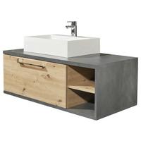 Waschbecken Mit Unterschrank Nathan B:110cm Anthrazit/eiche - Anthrazit/Eiche Artisan, KONVENTIONELL, Holzwerkstoff/Stein (110cm) - MID.YOU