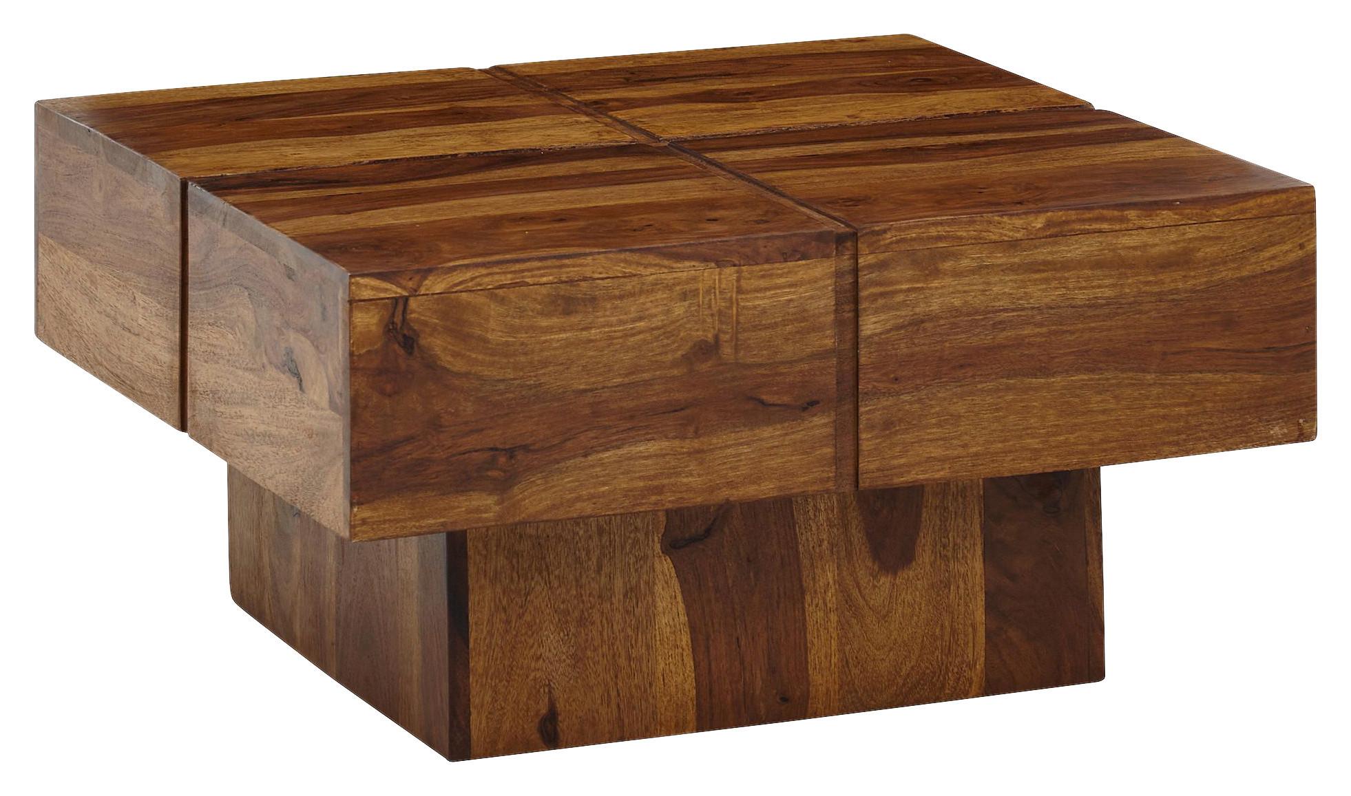 Konferenčný stolík z masívneho dreva š: 57,5cm - farba indického palisandra, Modern, drevo (57,5/57,5/30cm) - MID.YOU
