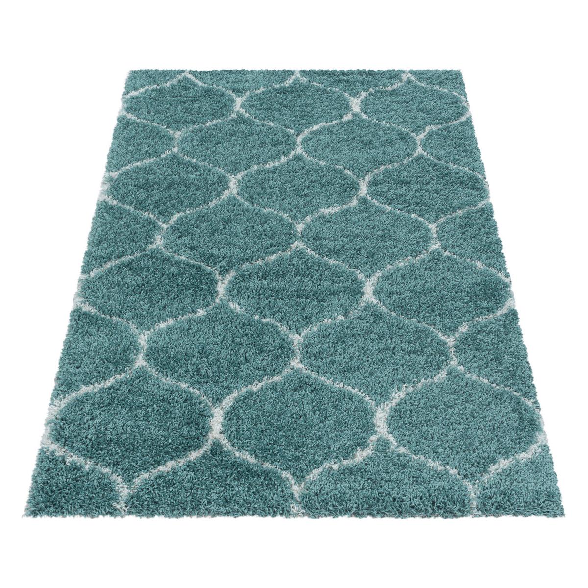 Webteppich Blau Naturfaser Salsa 280x370 cm - Blau, Design, Textil (280/370cm)