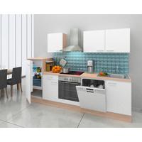 Küchenzeile Economy mit Geräten 280 cm Weiß/Eiche Dekor Modern - Eichefarben/Weiß, Basics, Holzwerkstoff (280cm) - Respekta
