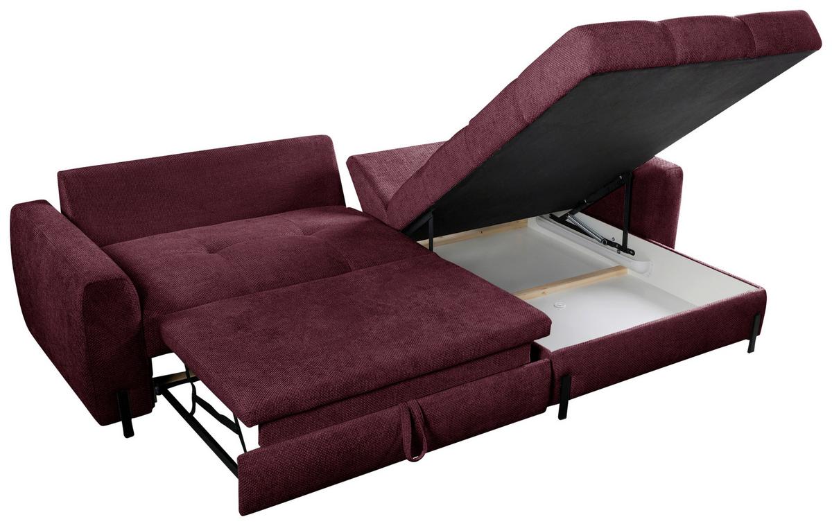 Ecksofa Naomi Bordeaux/Schwarz, 265 cm - Bordeaux/Schwarz, Design, Textil (265/162cm) - MID.YOU