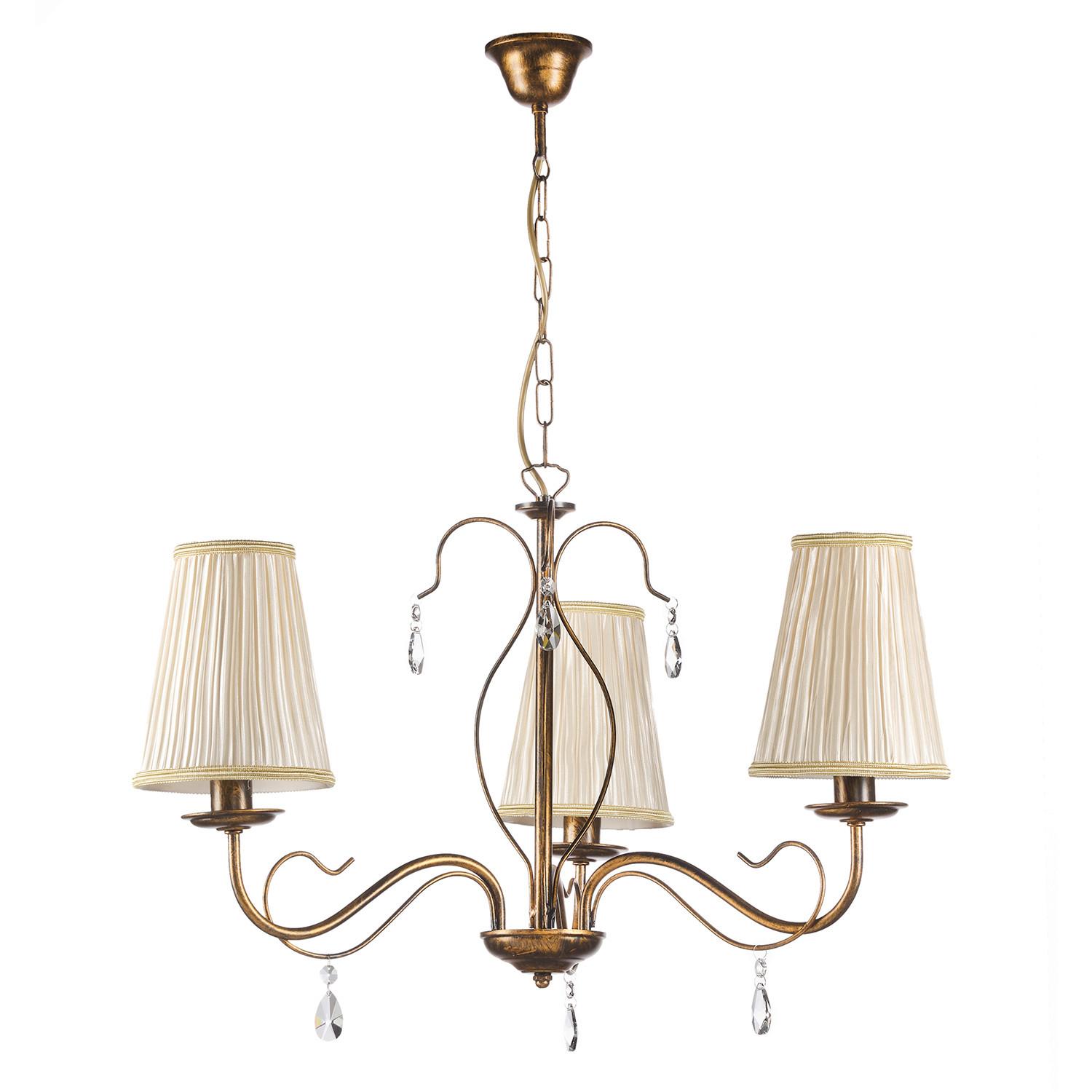 KRONLEUCHTER Delia Cognac L: 60 cm 6W - Cognac, KONVENTIONELL, Glas/Textil (60/60/100cm)