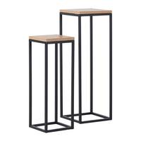 SADA SLOUPŮ NA KVĚTINY WATFORD - černá/barvy dubu, Moderní, kov/kompozitní dřevo (19-23/54-67/19-23cm) - Mömax