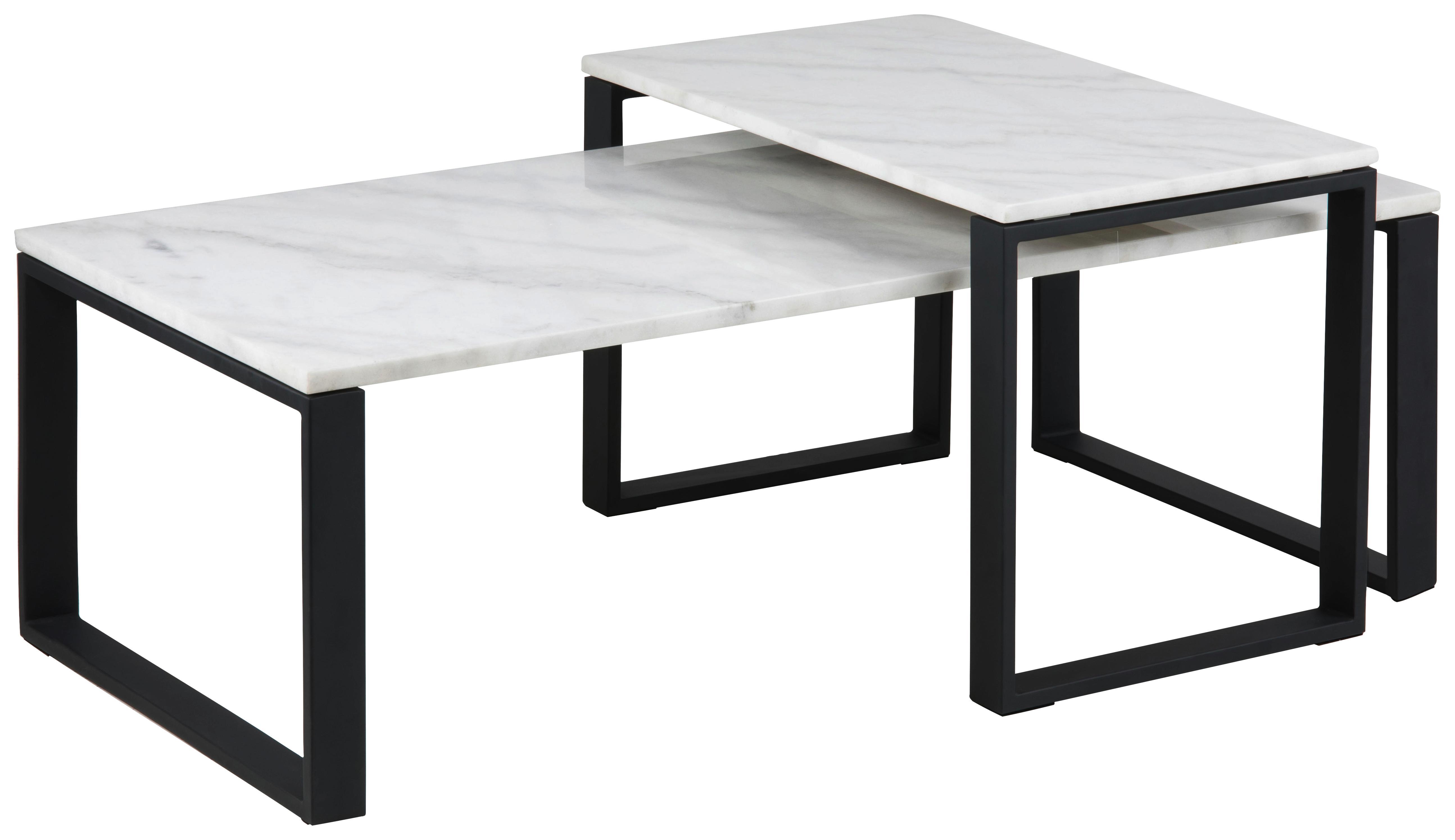 Set aus 2 Couchtischen mit Marmorplatten