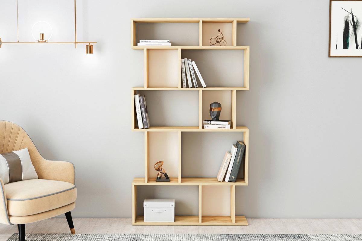 Regal Eros Wide Standregal - Eichefarben, Design, Holzwerkstoff (90/160/22cm) - Livetastic