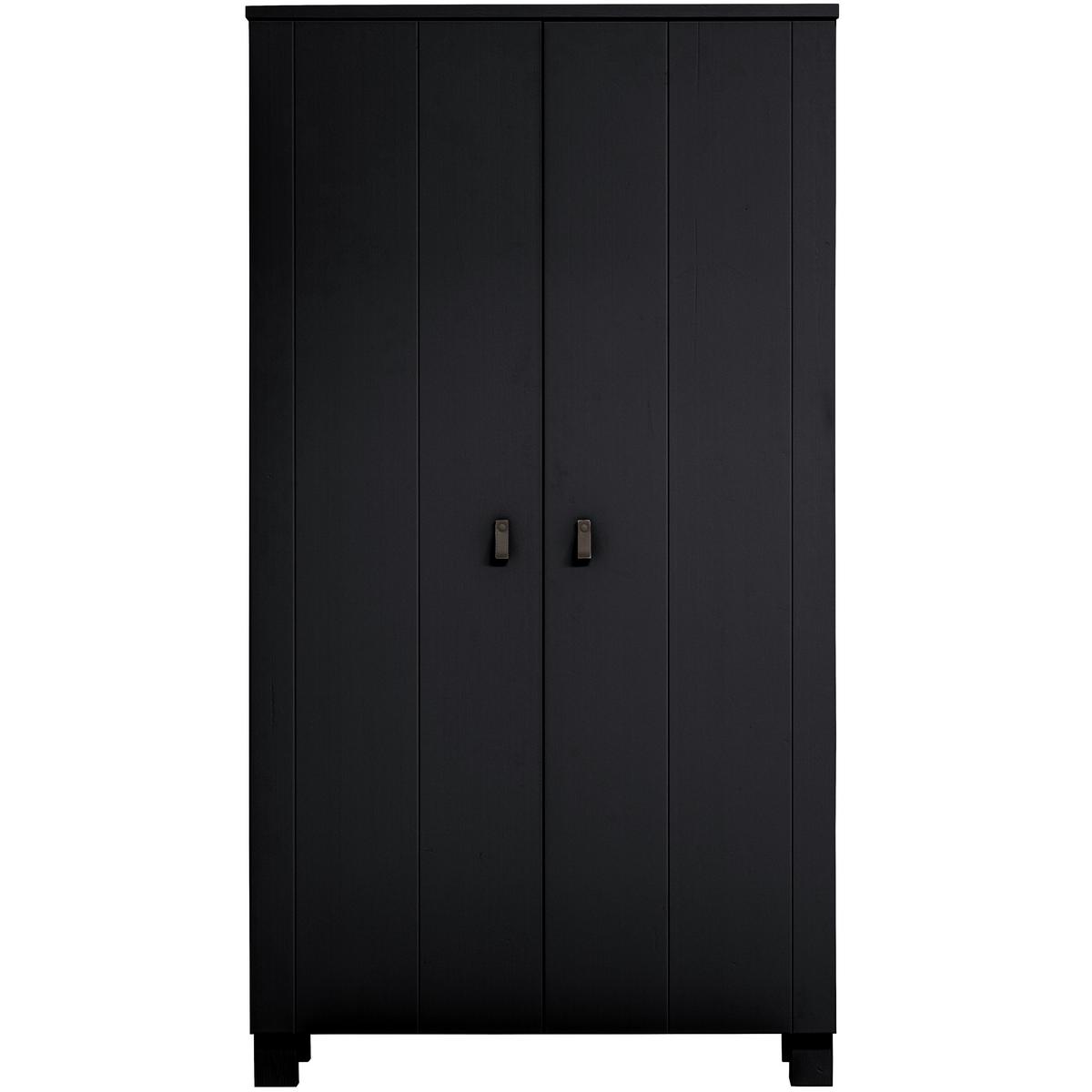 DREHTÜRENSCHRANK Ties Schwarz B: 111cm - Schwarz, Basics, Holz (111/202/55cm) - MID.YOU