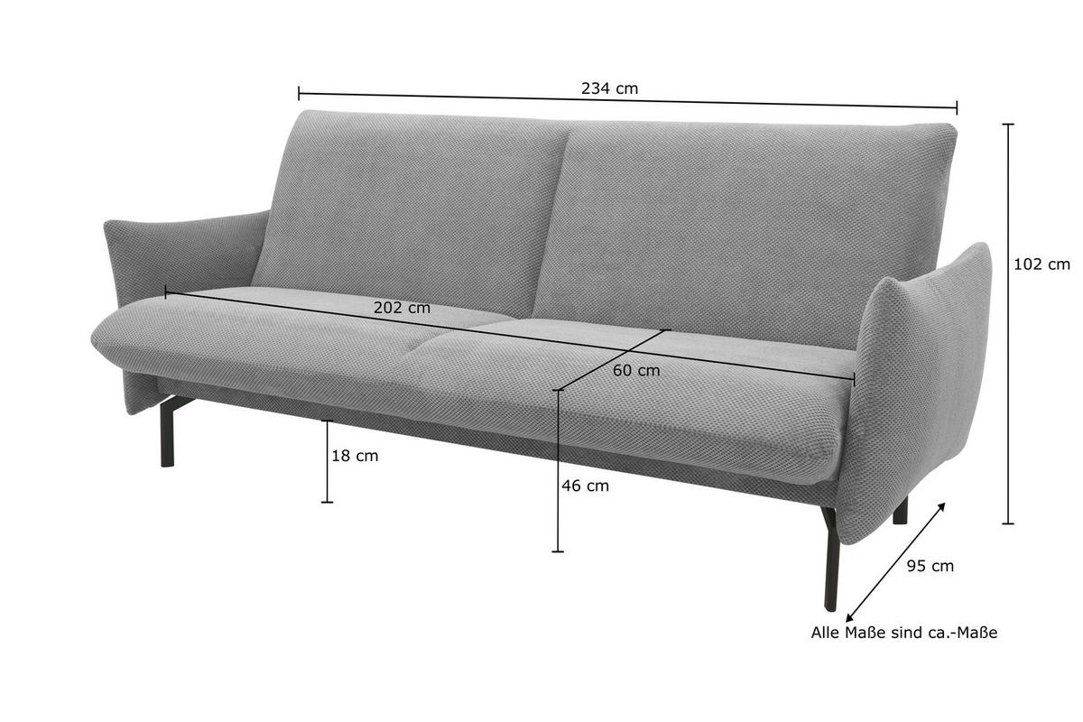 Schlafsofa Blau B: 234 Cm - Blau/Schwarz, Design, Textil (234/102/95cm) - MID.YOU