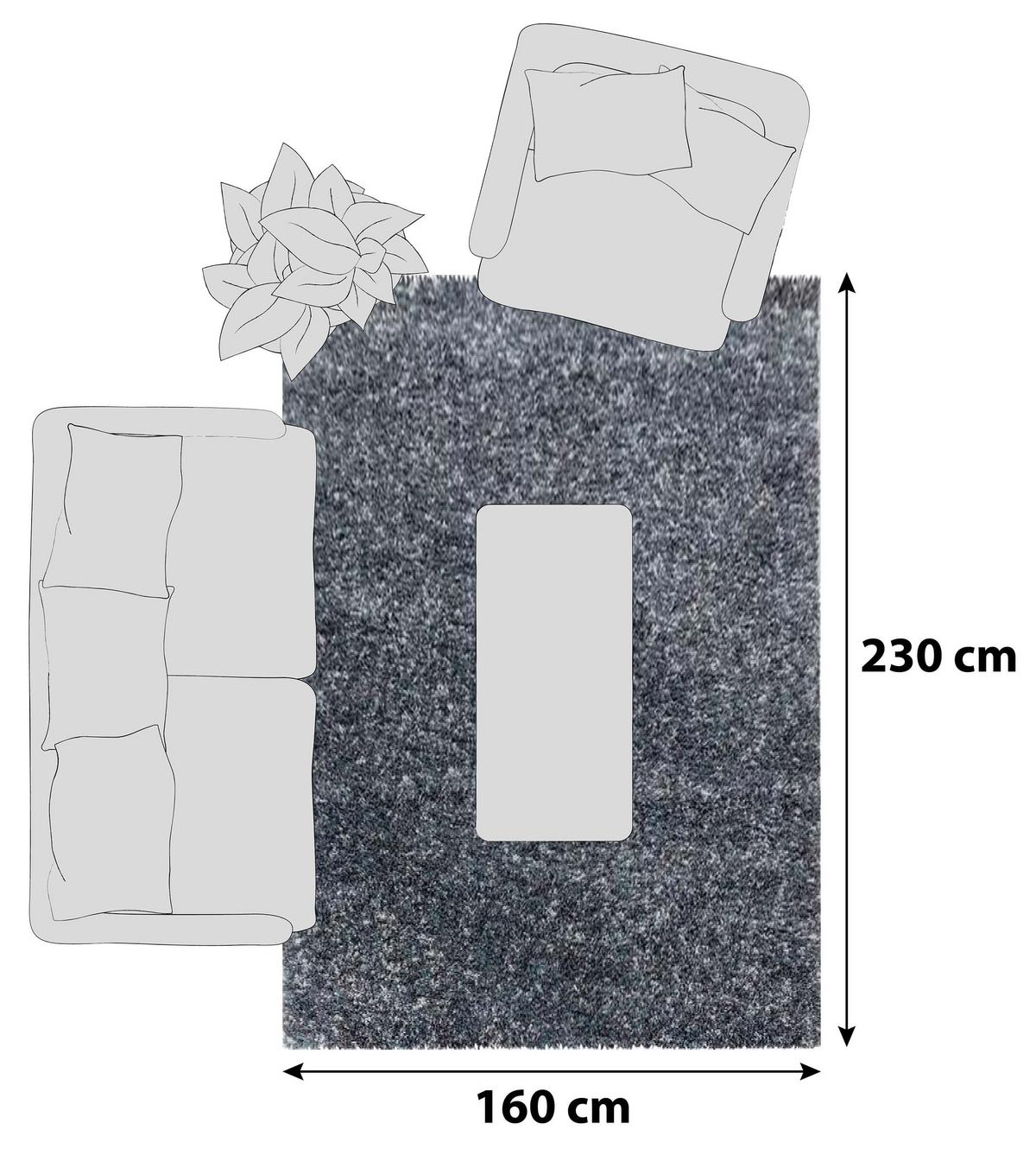 Hochflor Teppich Blau Enjoy 160x230 cm - Blau/Pastellblau, KONVENTIONELL, Textil (160/230cm)