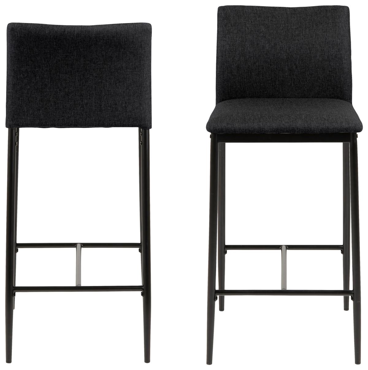 Barhocker mit Lehne Gepolstert Demina Schwarz - Schwarz/Grau, KONVENTIONELL, Textil/Metall (41/90,5/48,5cm) - MID.YOU