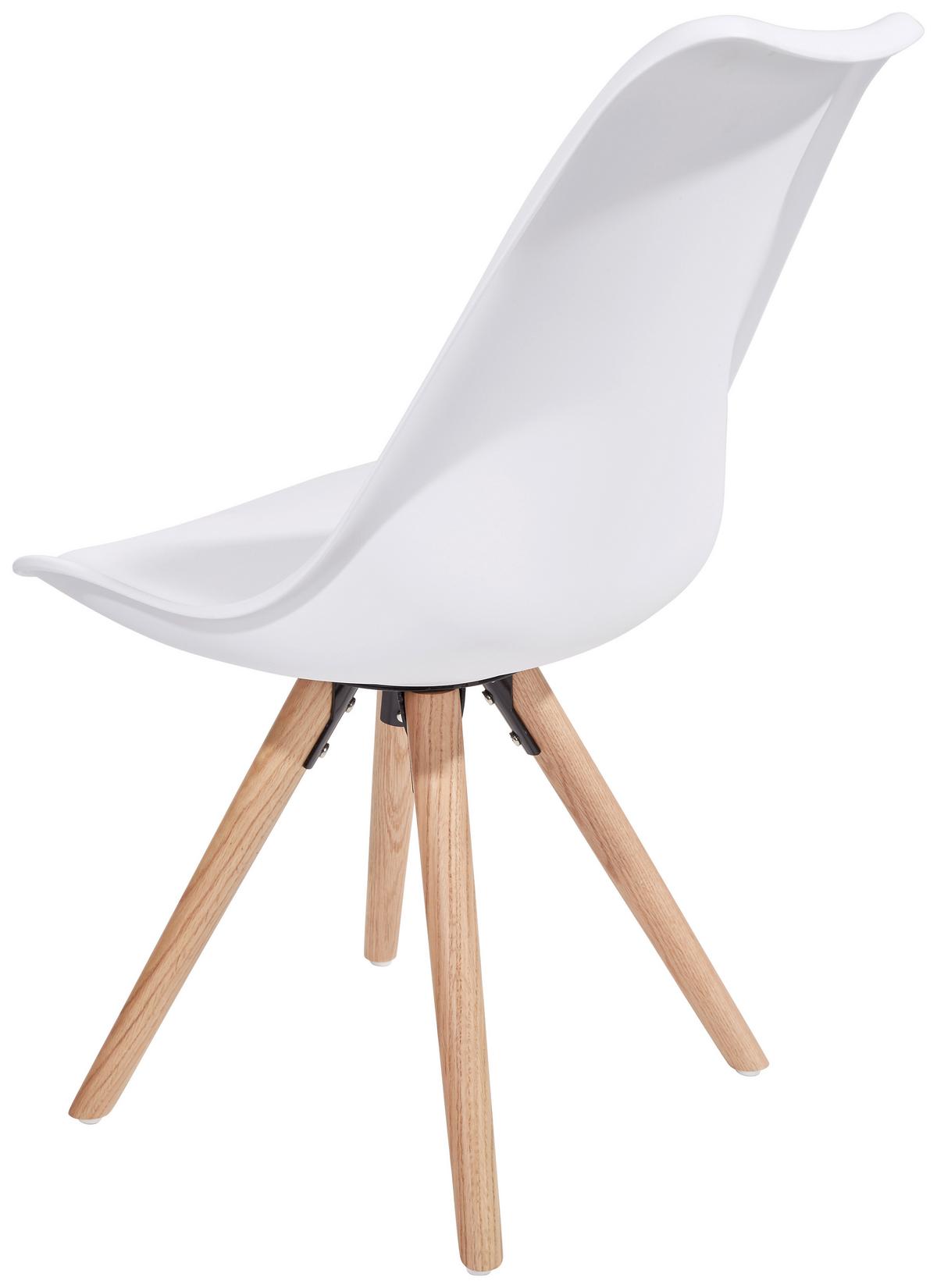 Schalenstuhl Levi Weiß Lederlook Echtholz Beine - Eichefarben/Weiß, MODERN, Holz/Kunststoff (48/81/57cm) - Ondega