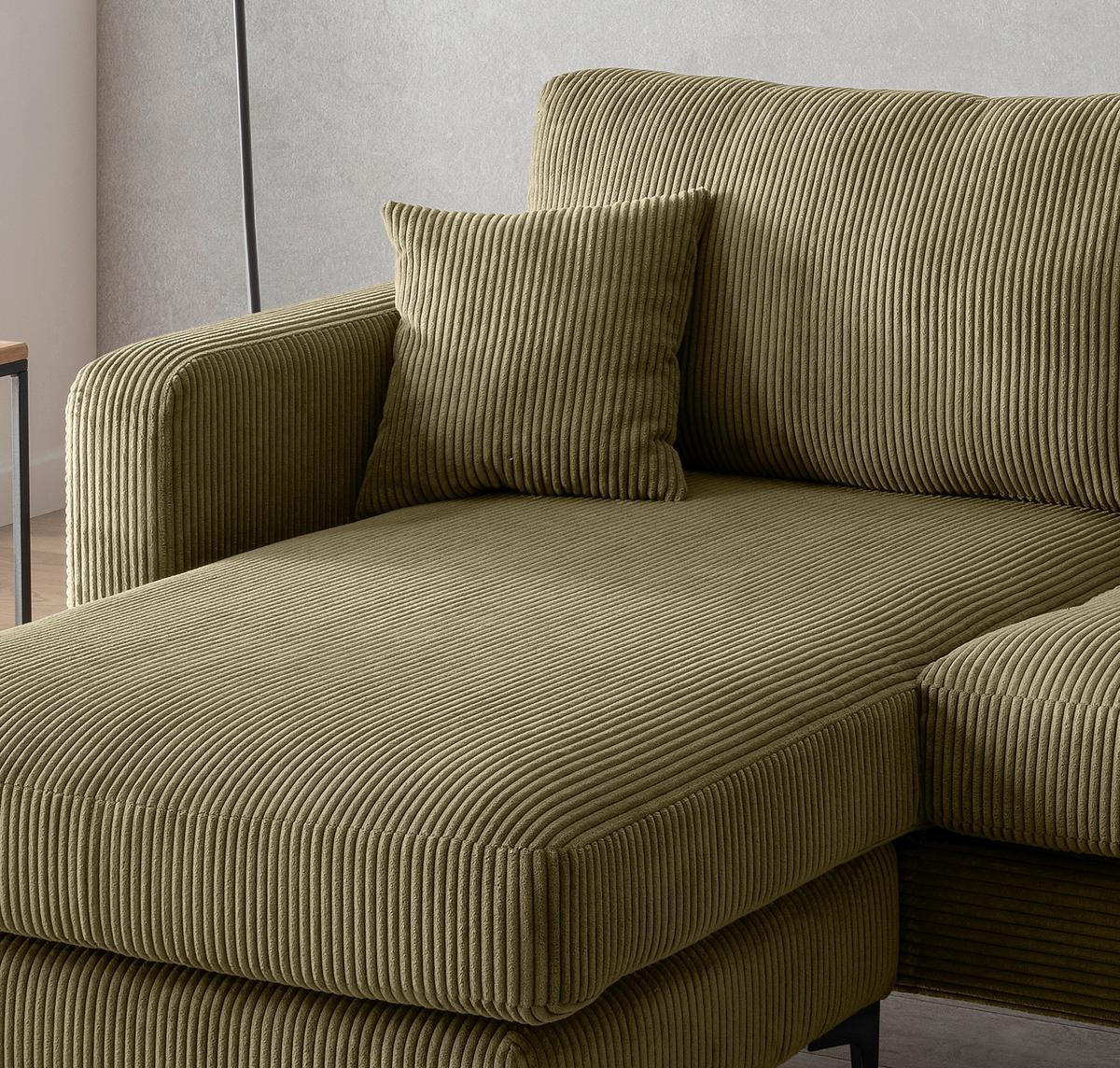 Ecksofa Eliza, Olivgrün S: 204x153 cm - Schwarz/Olivgrün, Basics, Textil (204/153cm) - Livetastic