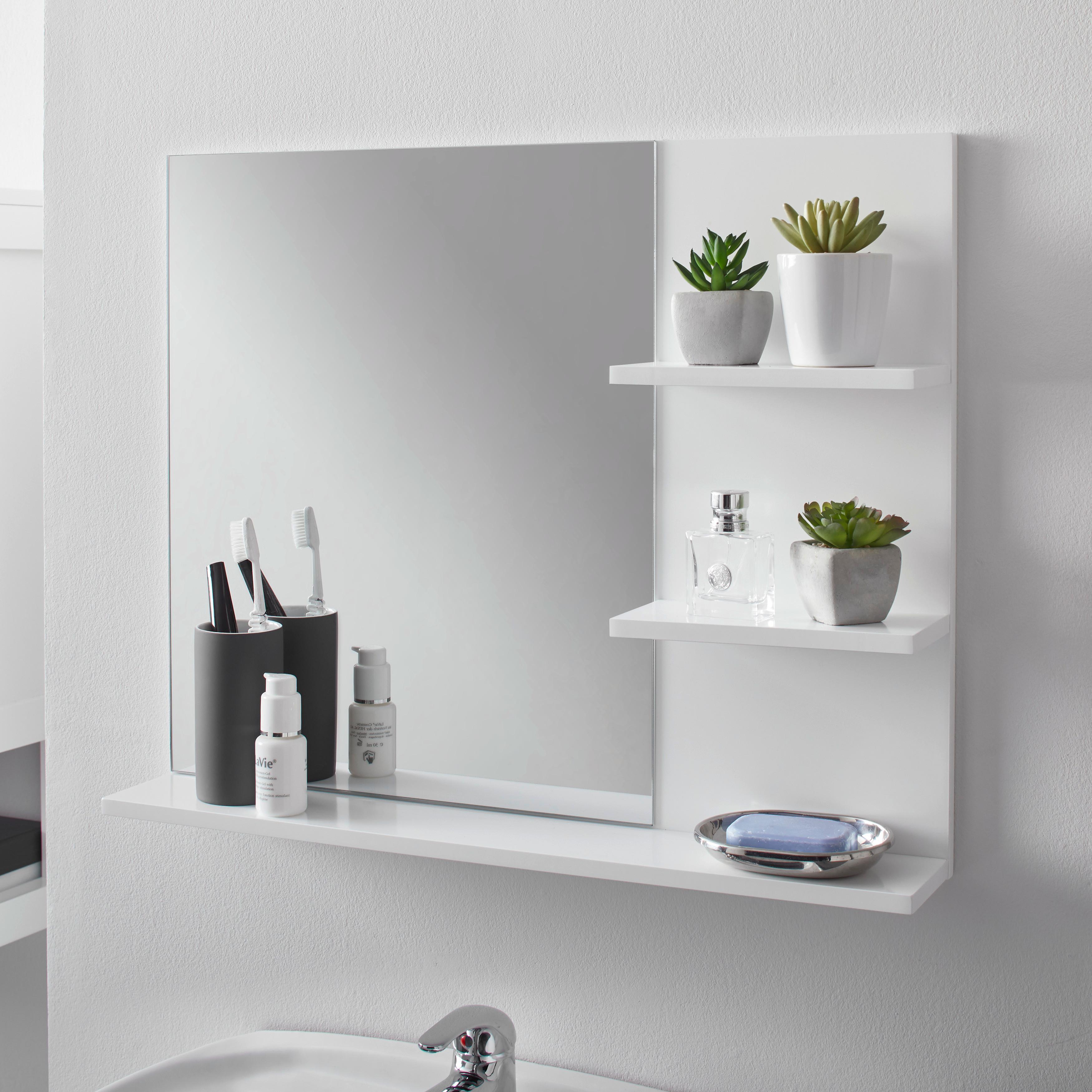 Skříňka se zrcadlem TIA - bílá, Moderní, sklo (60/48/10cm) - P & B