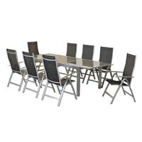 Gartenset Carrara - Silberfarben/Schwarz, MODERN, Textil/Metall - Gardenson