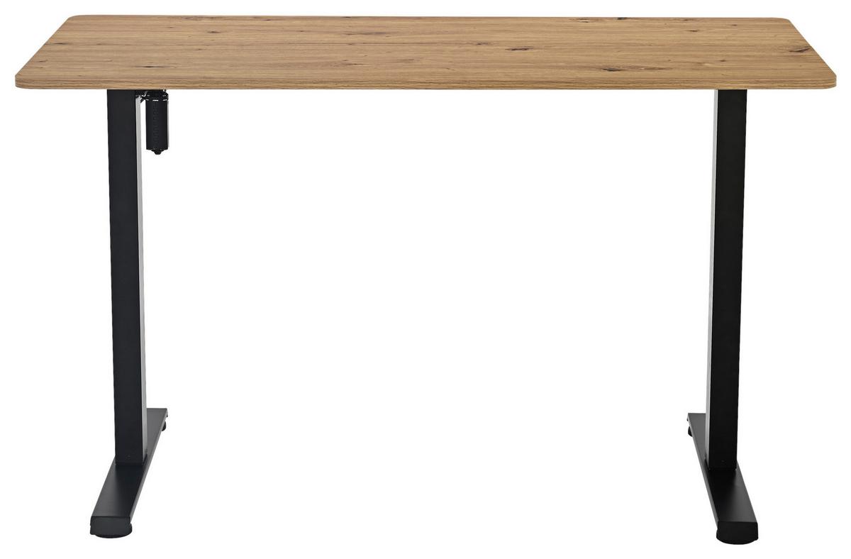 Schreibtisch Emil Schwarz/Eiche Artisan B: 120cm - Schwarz/Eiche Artisan, Trend, Holzwerkstoff/Metall (120/72-118/60cm)