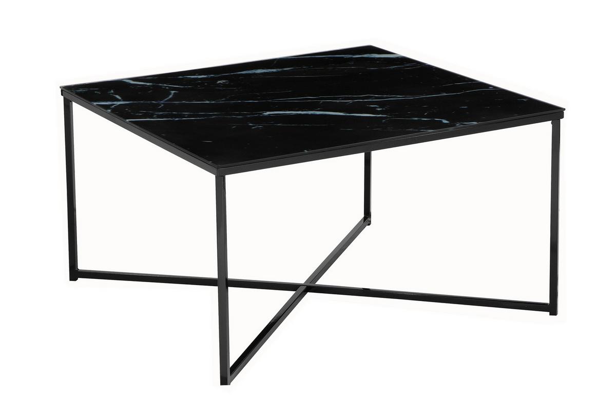 Couchtisch Schwarz/marmoroptik B: 80 Cm - Schwarz, Design, Glas/Metall (80/80/45cm) - Livetastic