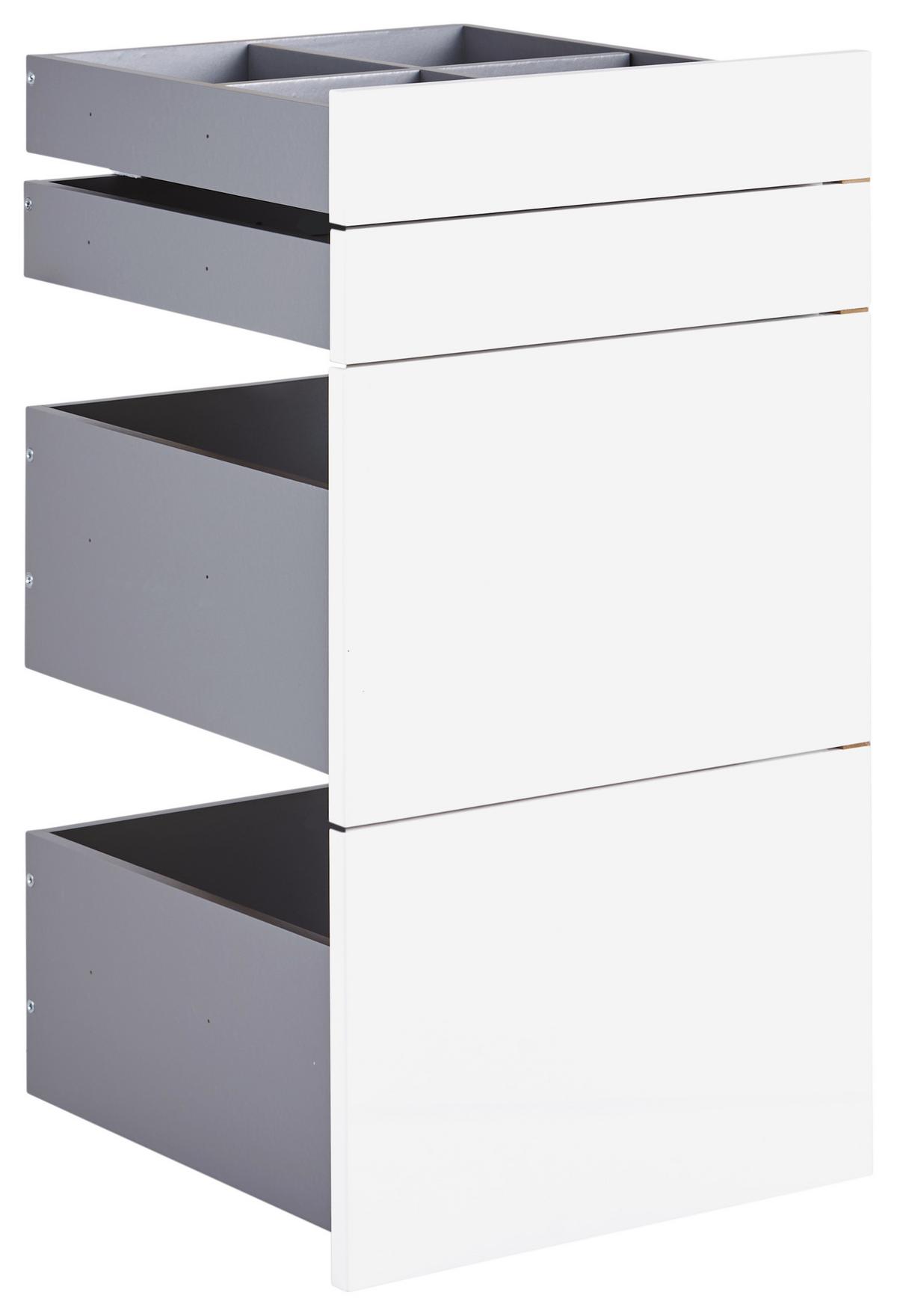 SADA ZÁSUVEK UNIT - vysoce lesklá bílá, Moderní, kompozitní dřevo (45,3/83/47cm) - Ondega