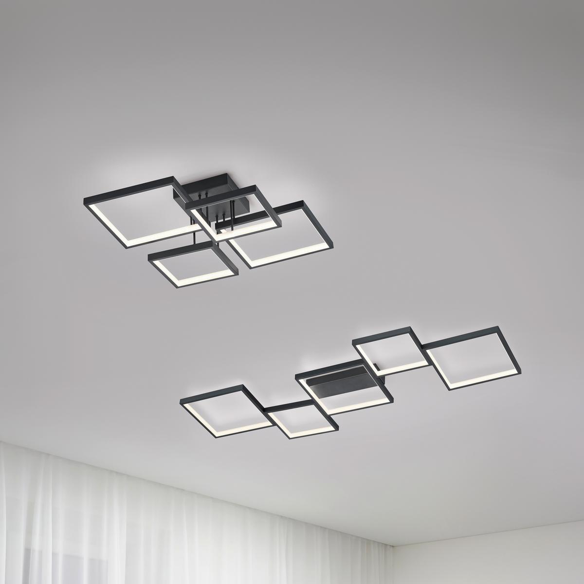 LED-Deckenleuchte, 3000k 627710432 Sorrento - Schwarz/Weiß, Basics, Kunststoff/Metall (52,5/16,0/52,5cm) - Trio Leuchten