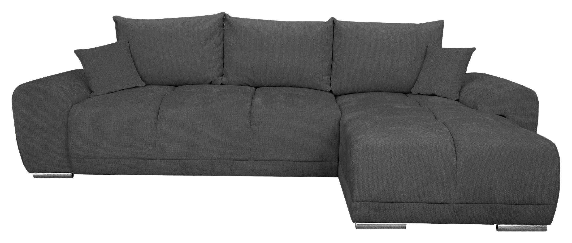 ECKSCHLAFSOFA Ramon, Graphitf. S: 296x182 cm - Chromfarben/Beige, Trend, Textil (296/182cm)