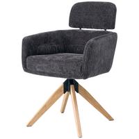 Armlehnstuhl Mattis Cord Anthrazit, B: 60 Cm - Anthrazit/Naturfarben, KONVENTIONELL, Holz/Textil (60/90/69cm) - Livetastic