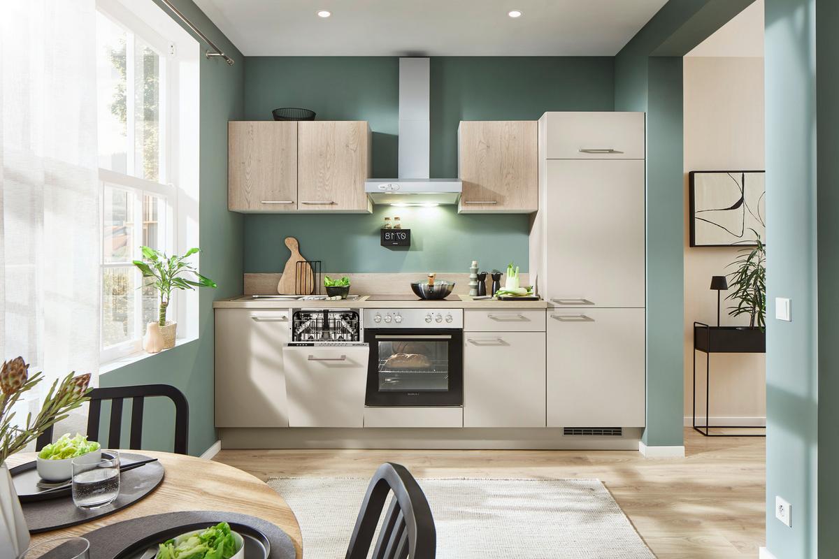 Küchenblock Pn80/Pn100 - Kaschmir/Eichefarben, Trend, Holzwerkstoff (260cm) - Pino