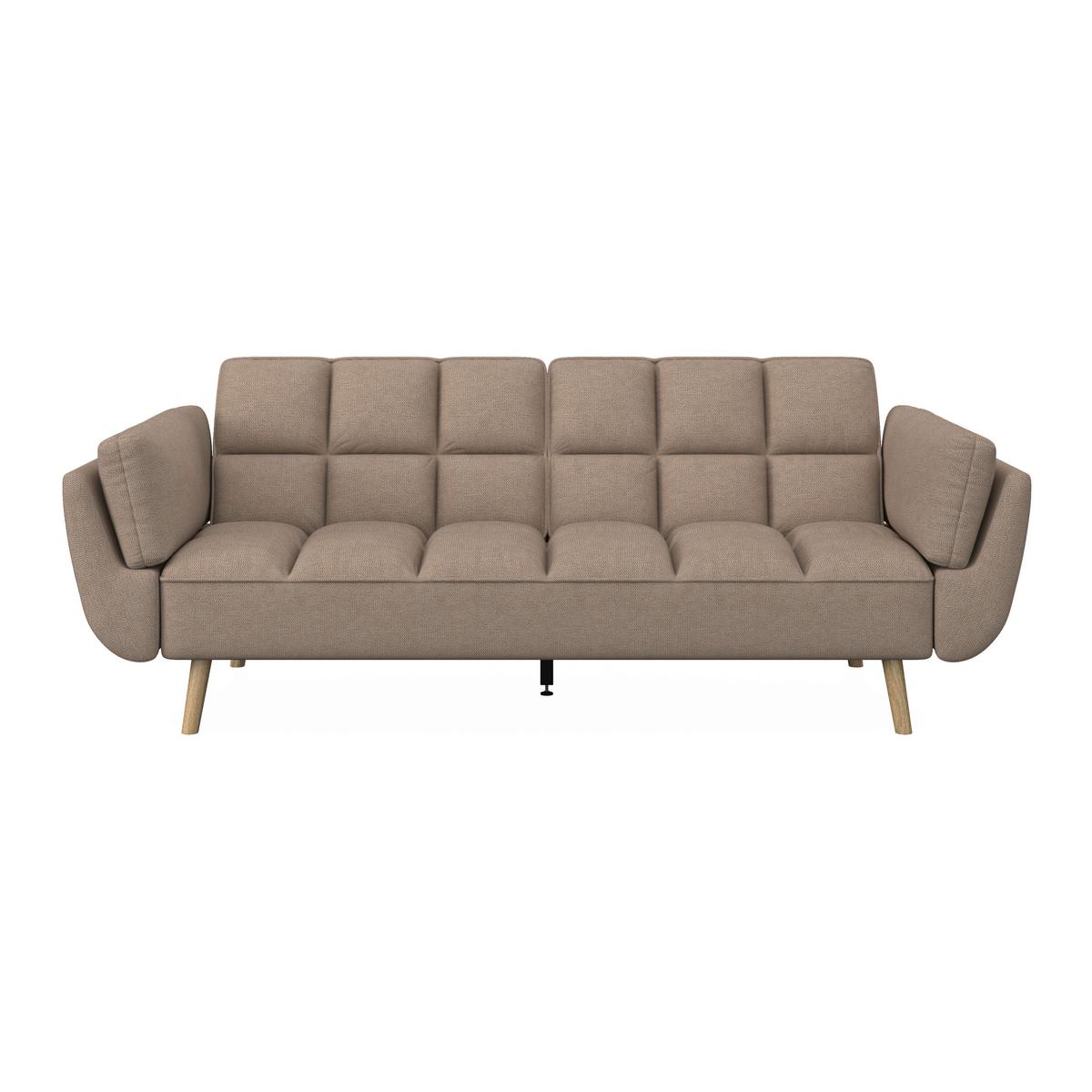 Rozkladacia pohovka CORA, hnedá, max. 360 kg - hnedá/prírodná farba, Modern, drevo/textil (214/92/81cm) - Bessagi Home
