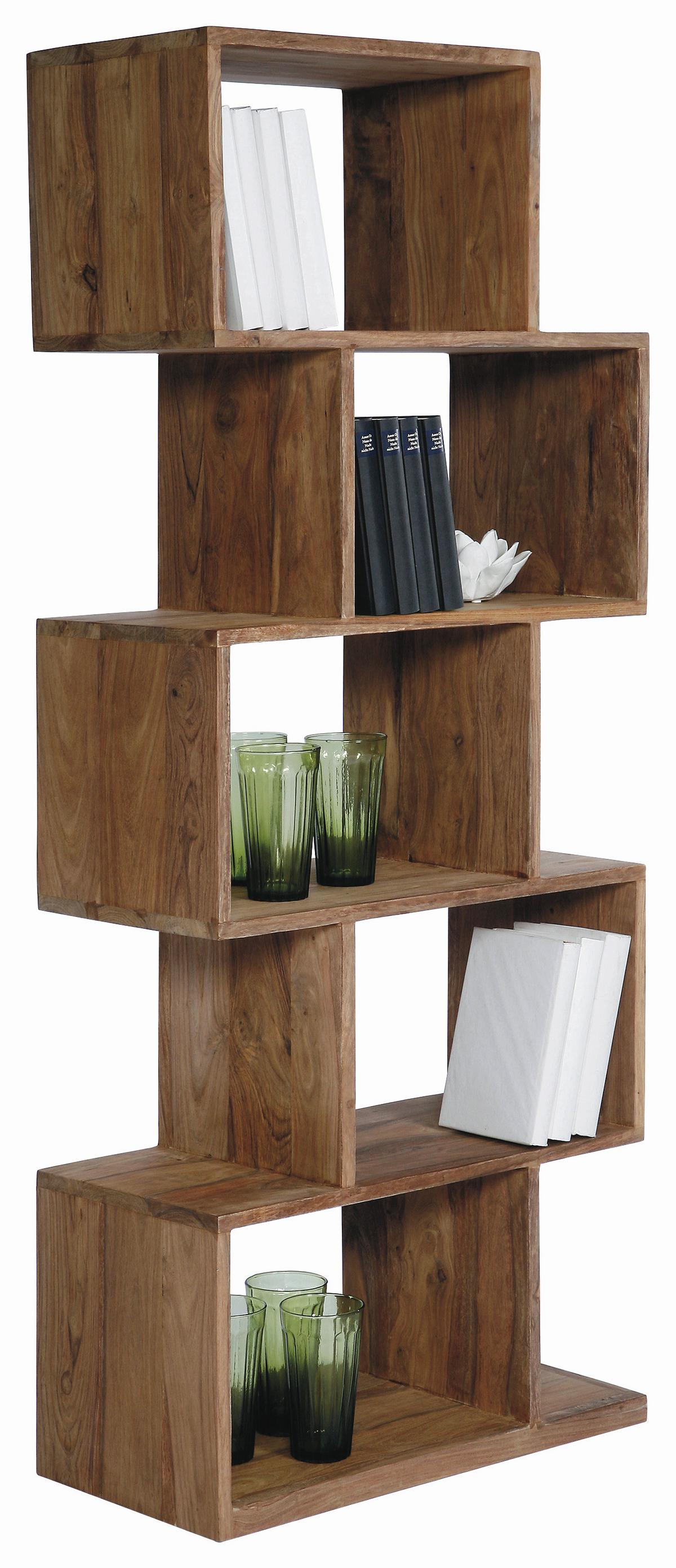 Regal Echtholz Zick Zack B: 60cm Sheeshamfarben - Sheeshamfarben, Design, Holz (60/150/30cm) - Kare-Design