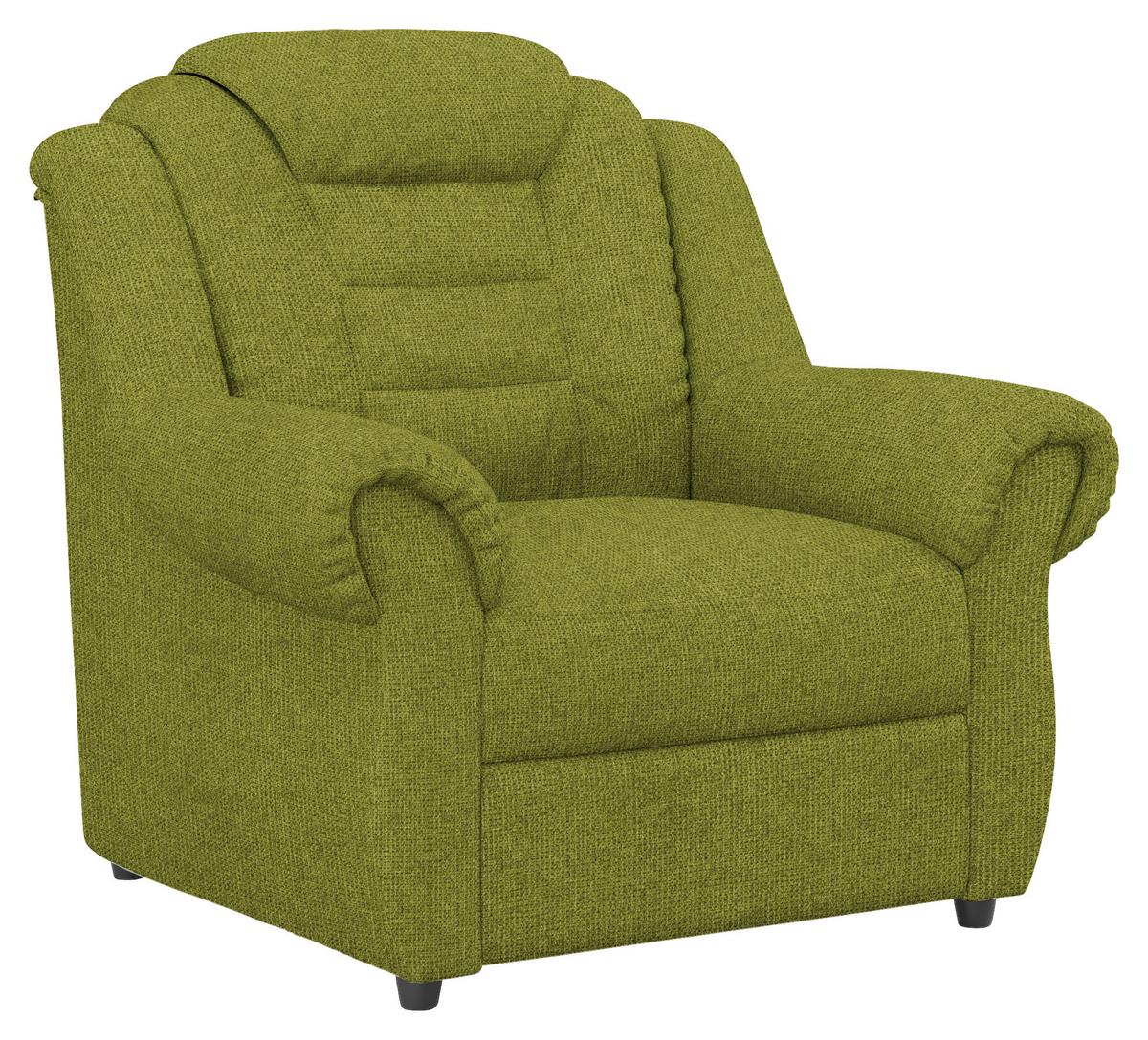 Sitzgarnitur 3-tlg. Boston Grün Chenille - Schwarz/Grün, KONVENTIONELL, Textil - Livetastic