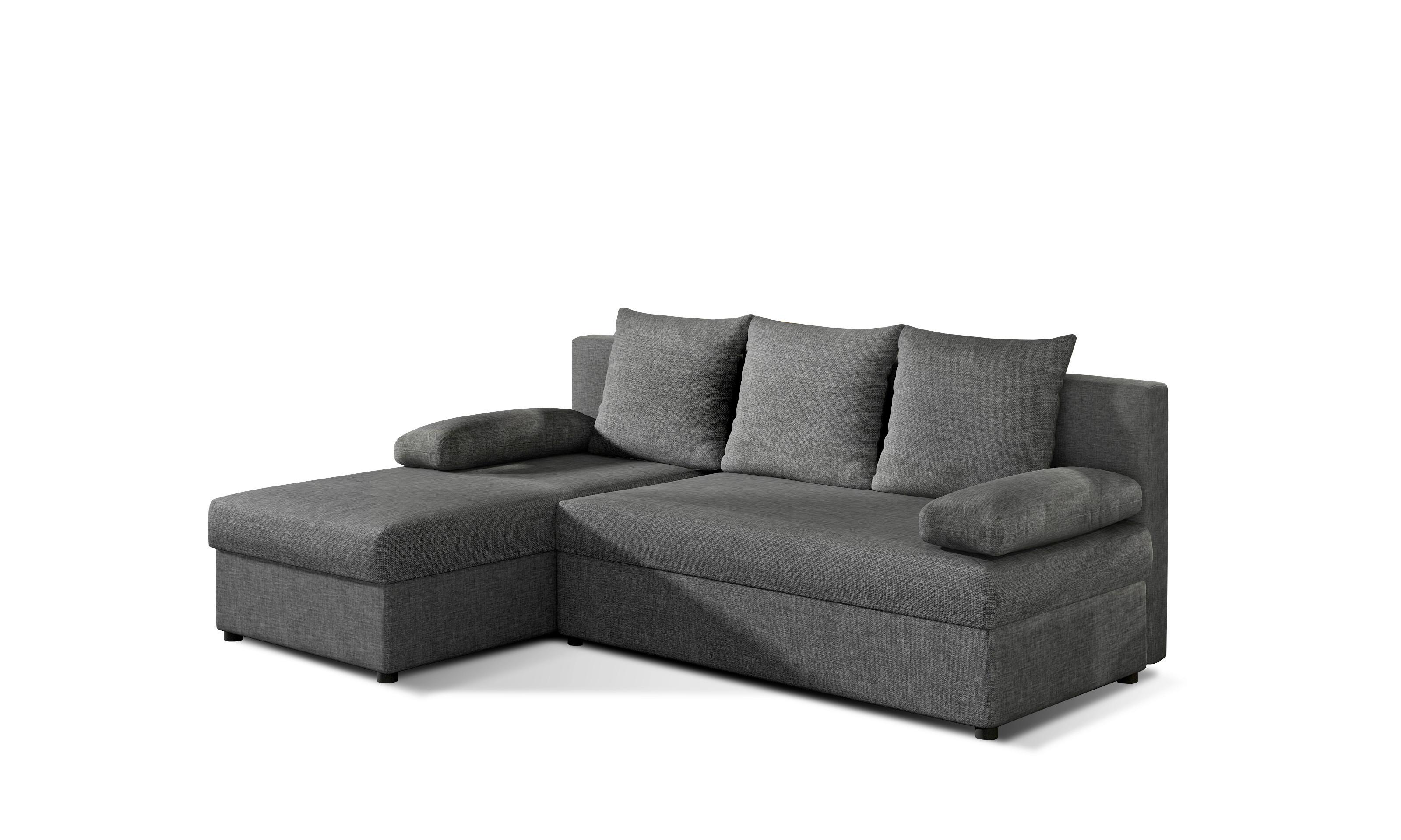 Ecksofa Gino Dunkelgrau S: 201x143 Cm - Dunkelgrau/Schwarz, Design, Textil (201/143cm) - MID.YOU