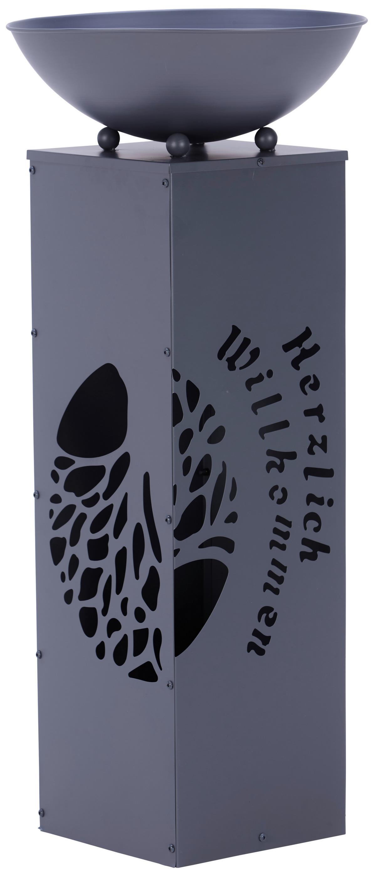 Led Dekosäule mit Schale Welcome H: 87 cm - Grau, Basics, Metall (38/38/87cm)