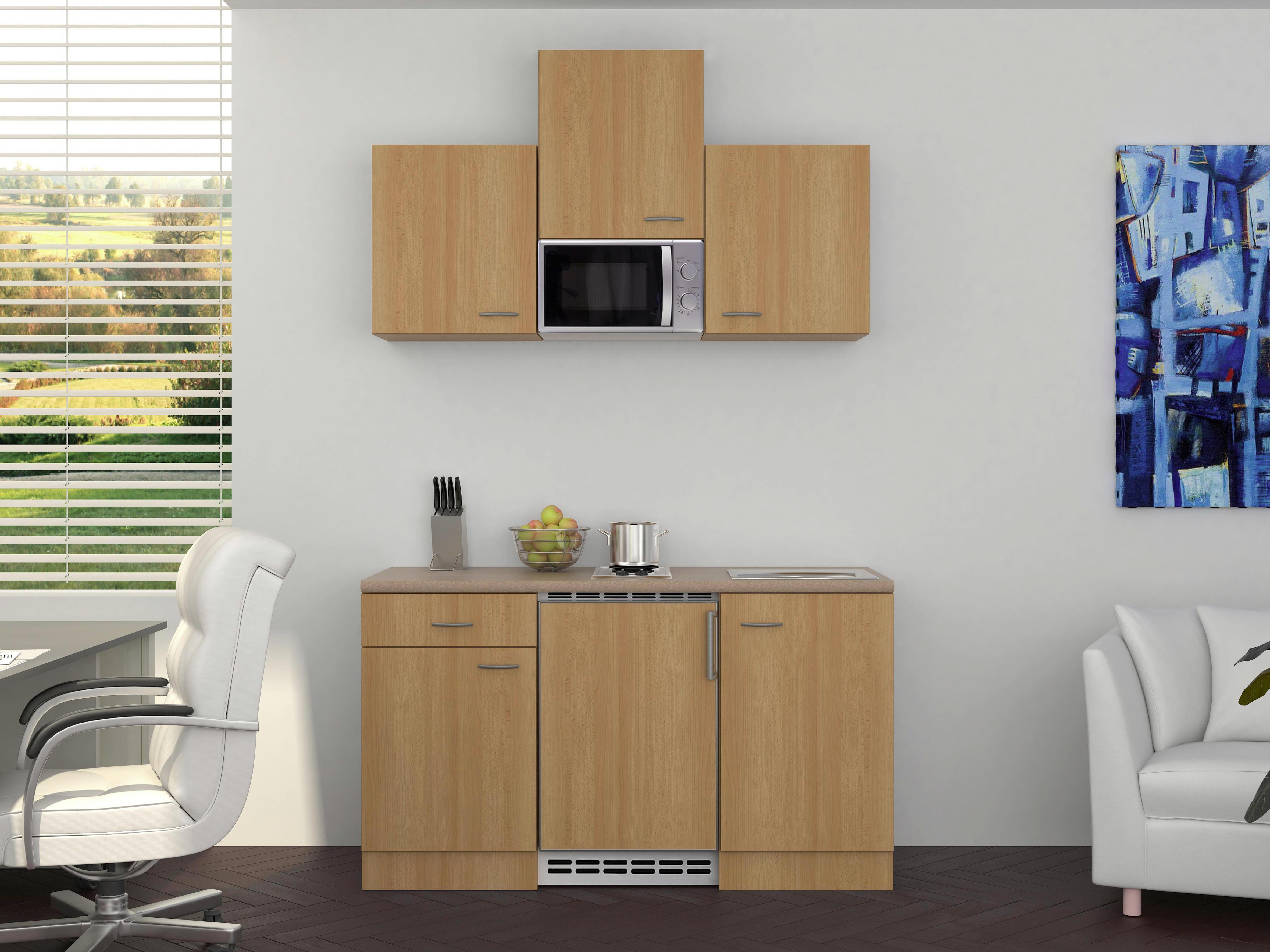 Miniküche Nano 150cm Buche Mikrowelle