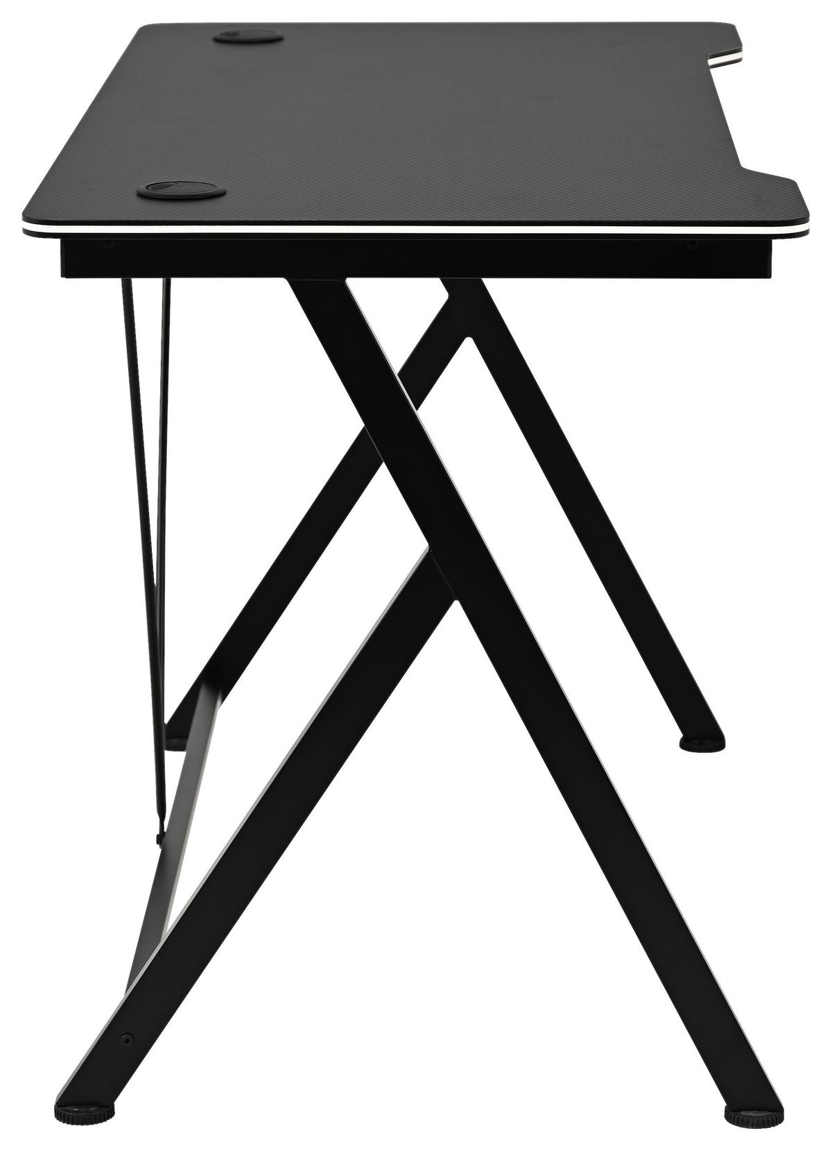 Gamingtisch Paul Schwarz B: 110 cm - Schwarz/Weiß, Trend, Holzwerkstoff/Metall (110/75/60cm)