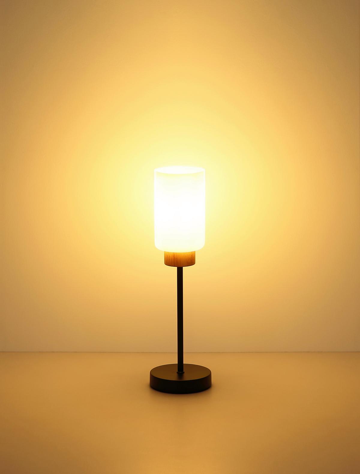 STOLNÍ LAMPA ROWENA - černá/opál, Design, kov/dřevo (12/42cm) - Globo