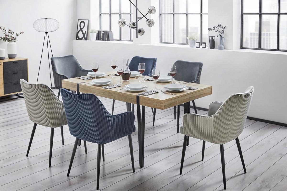 Zamatová stolička Caria sivá - čierna/svetlosivá, Modern, kov/drevo (57/89/60cm) - Bessagi Home