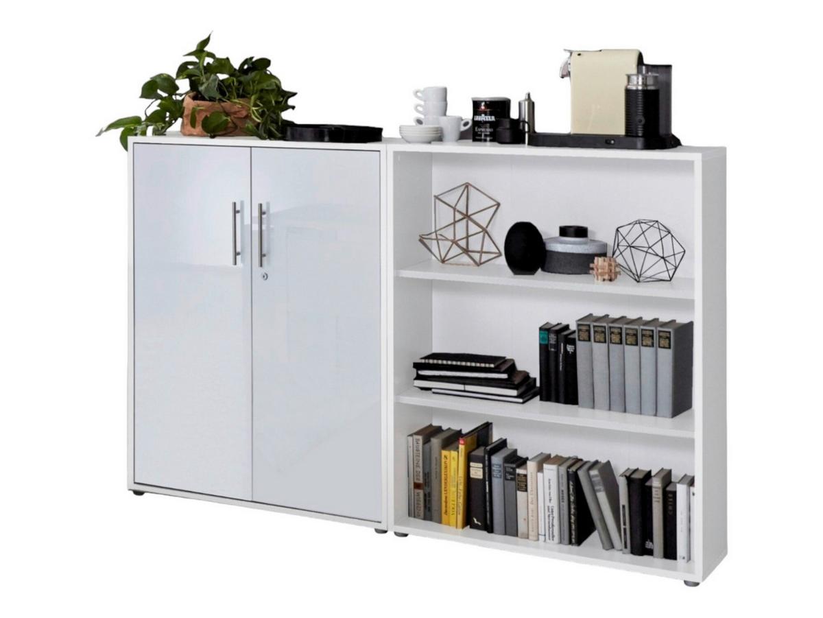 Aktenschrank Office Edition Weiß/Weiß Hochglanz B: 168,8cm - Weiß Hochglanz/Weiß, MODERN, Holzwerkstoff (168,8/113,6/33cm) - MID.YOU