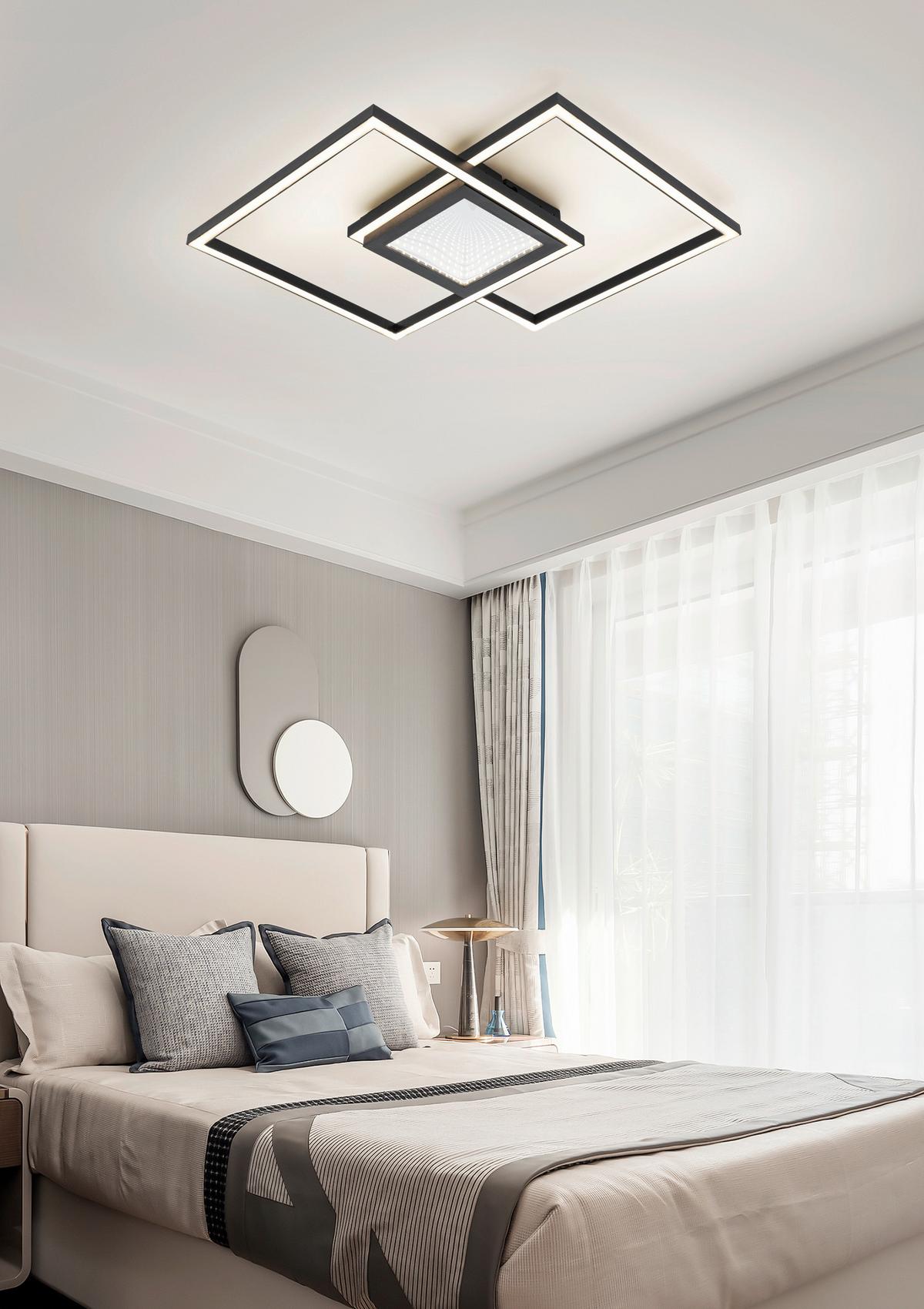 STROPNÍ LED SVÍTIDLO VUIO - černá, Moderní, kov/plast (59/42/4,5cm) - Mömax