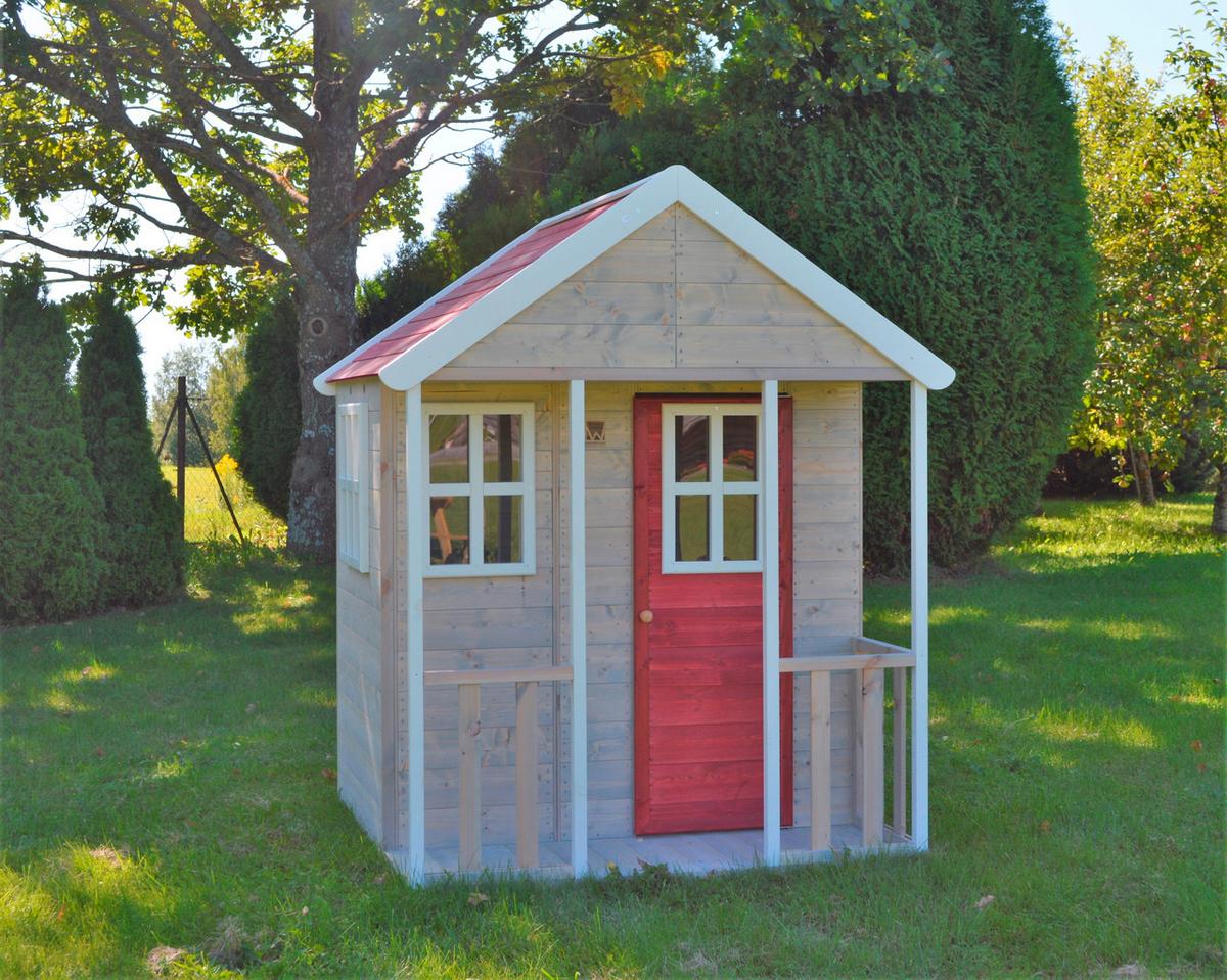 Spielhaus Fuchs Naturfarben/rot, B: 120 Cm - Rot/Naturfarben, KONVENTIONELL, Holz (120/155/120cm)