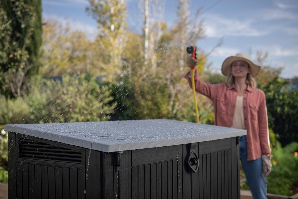 Kissenbox Store-It-Out-Midi 132x114x72 cm 845 L Schwarz - Hellgrau/Schwarz, MODERN, Kunststoff (132/114/72cm) - Keter