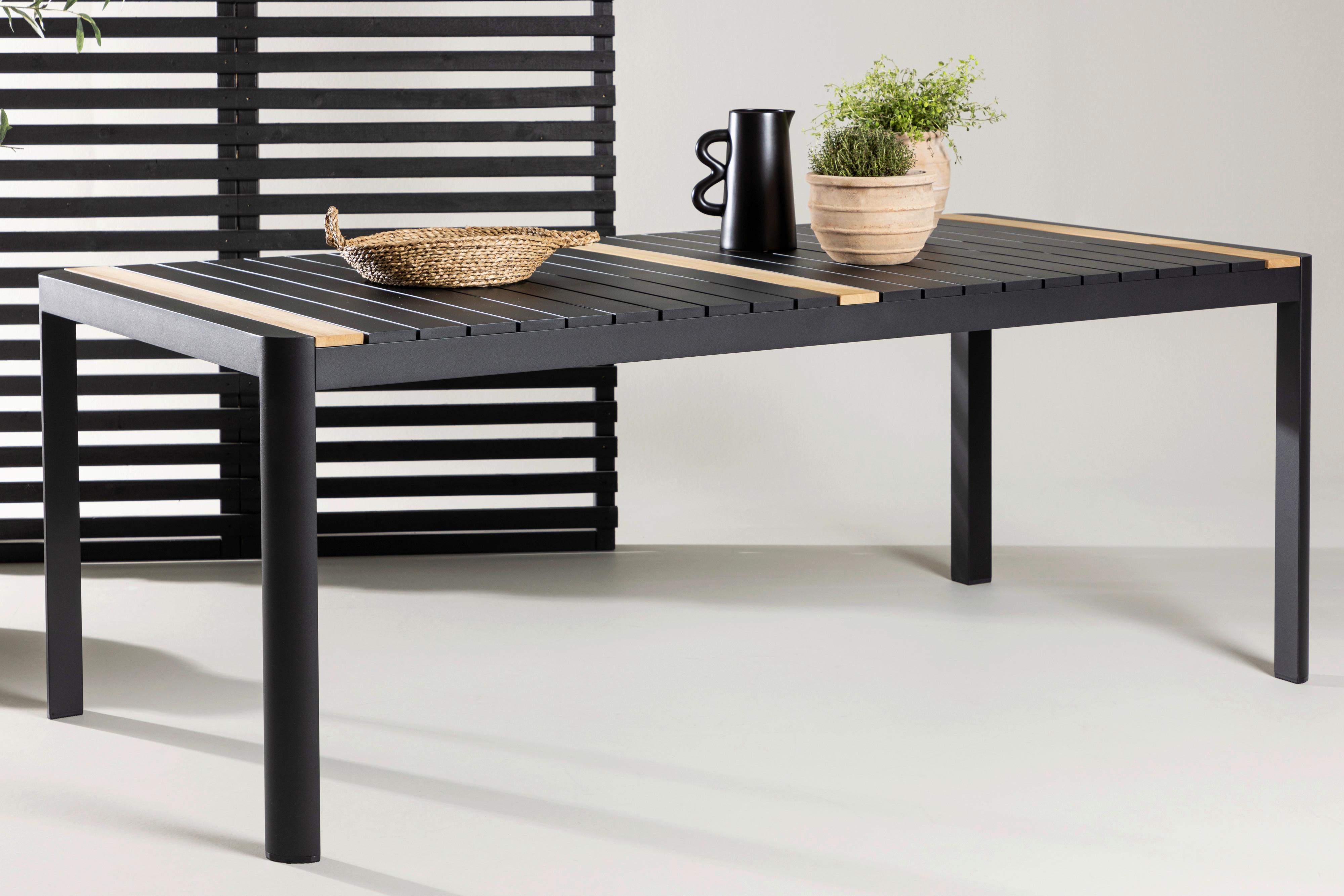 Gartentisch Togo Teakholz/Metall L 100 cm - Schwarz, KONVENTIONELL, Holz/Metall (100/75/200cm) - Gardenson