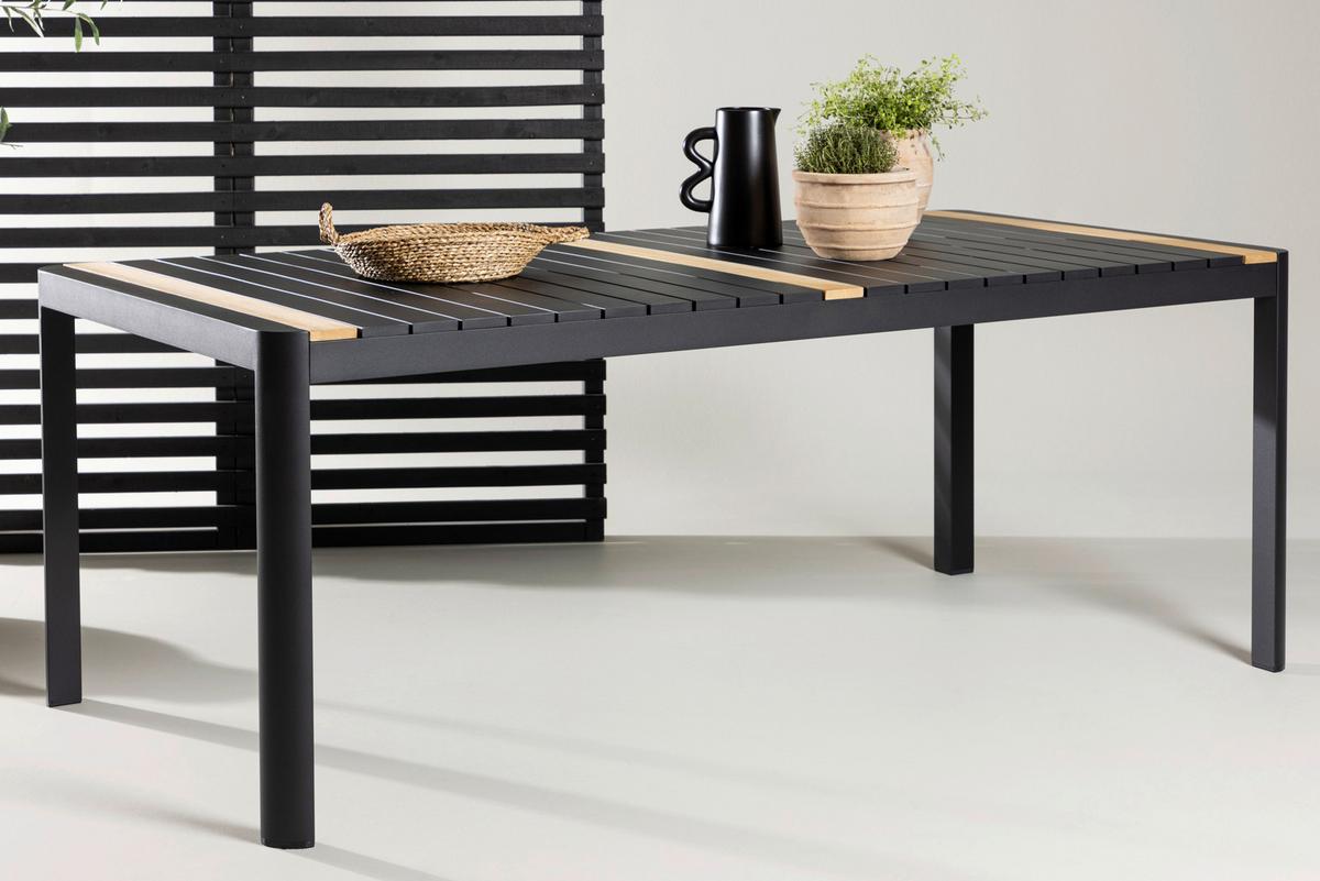 Gartentisch Togo Teakholz/metall L 100 Cm - Schwarz, KONVENTIONELL, Holz/Metall (100/75/200cm) - Gardenson