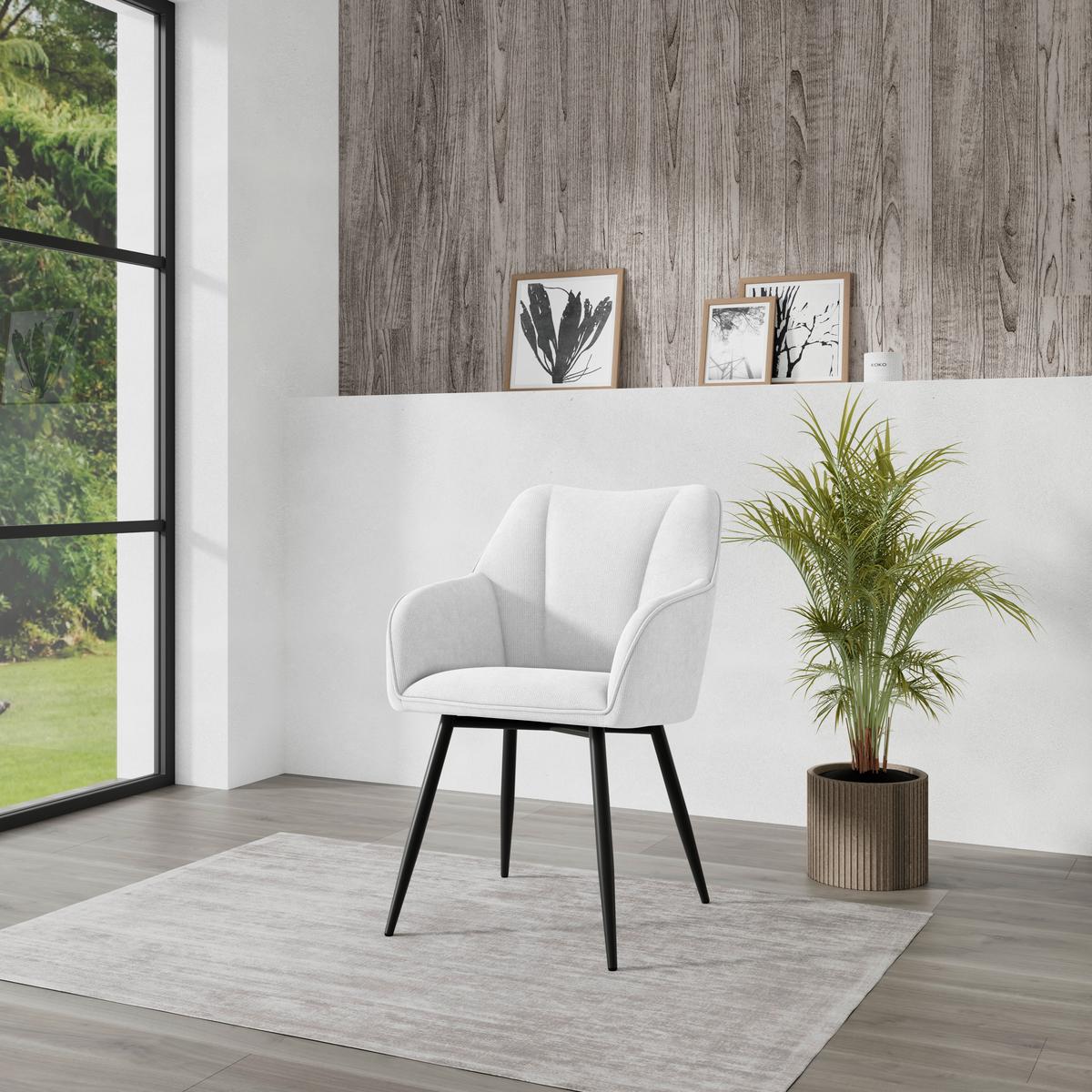 Armlehnstuhl Caro Beige Echtholz Beine - Beige/Schwarz, KONVENTIONELL, Holz/Textil (55/83/61cm) - Nedis SmartLife