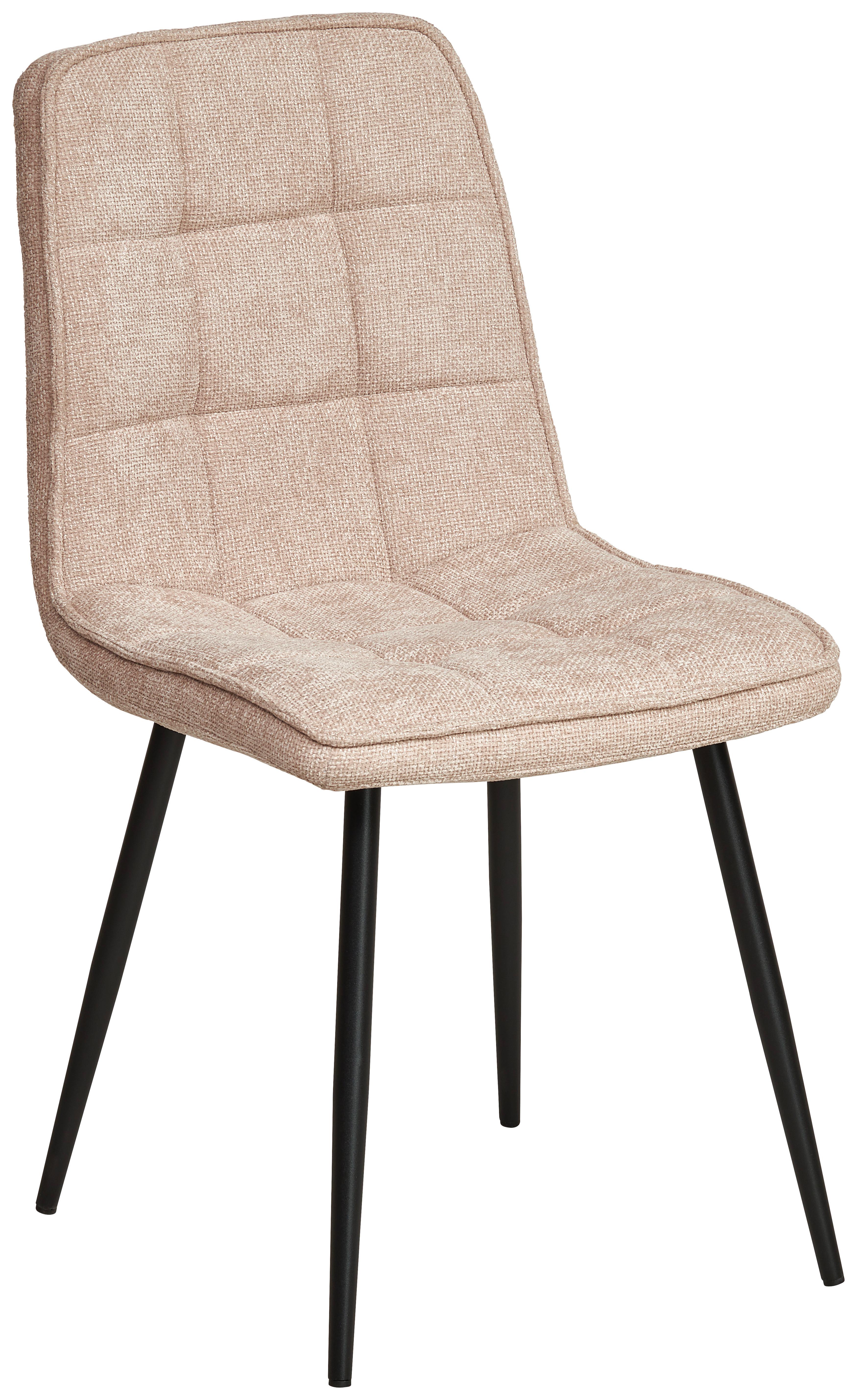Vierfußstuhl Nevio Leinenoptik Beige, B: 45 cm - Beige/Schwarz, KONVENTIONELL, Holz/Textil (45/89/58cm) - MID.YOU