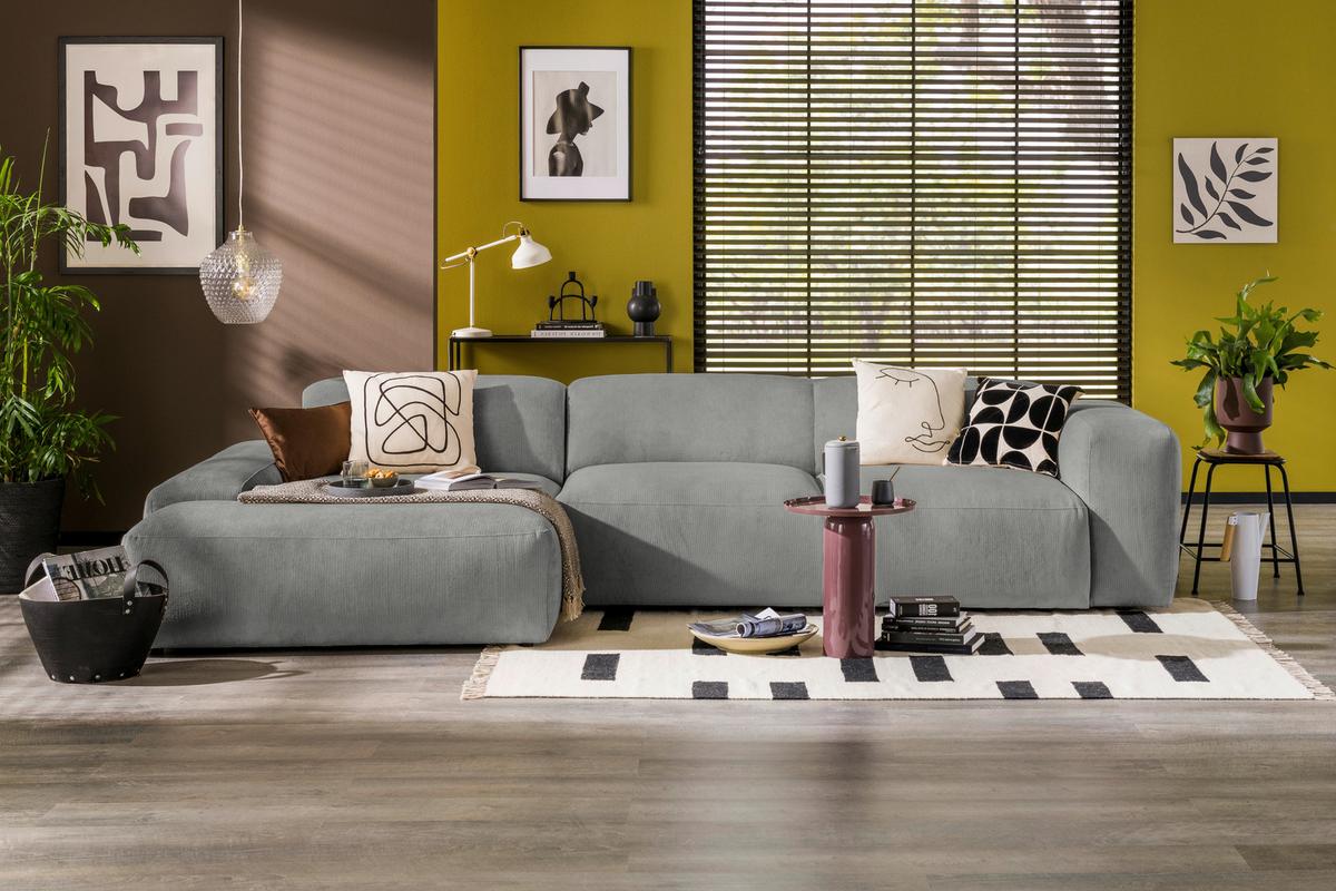 ECKSOFA Hannah Hellgrau 170x343 cm - Hellgrau/Schwarz, Design, Textil (170/343cm) - MID.YOU