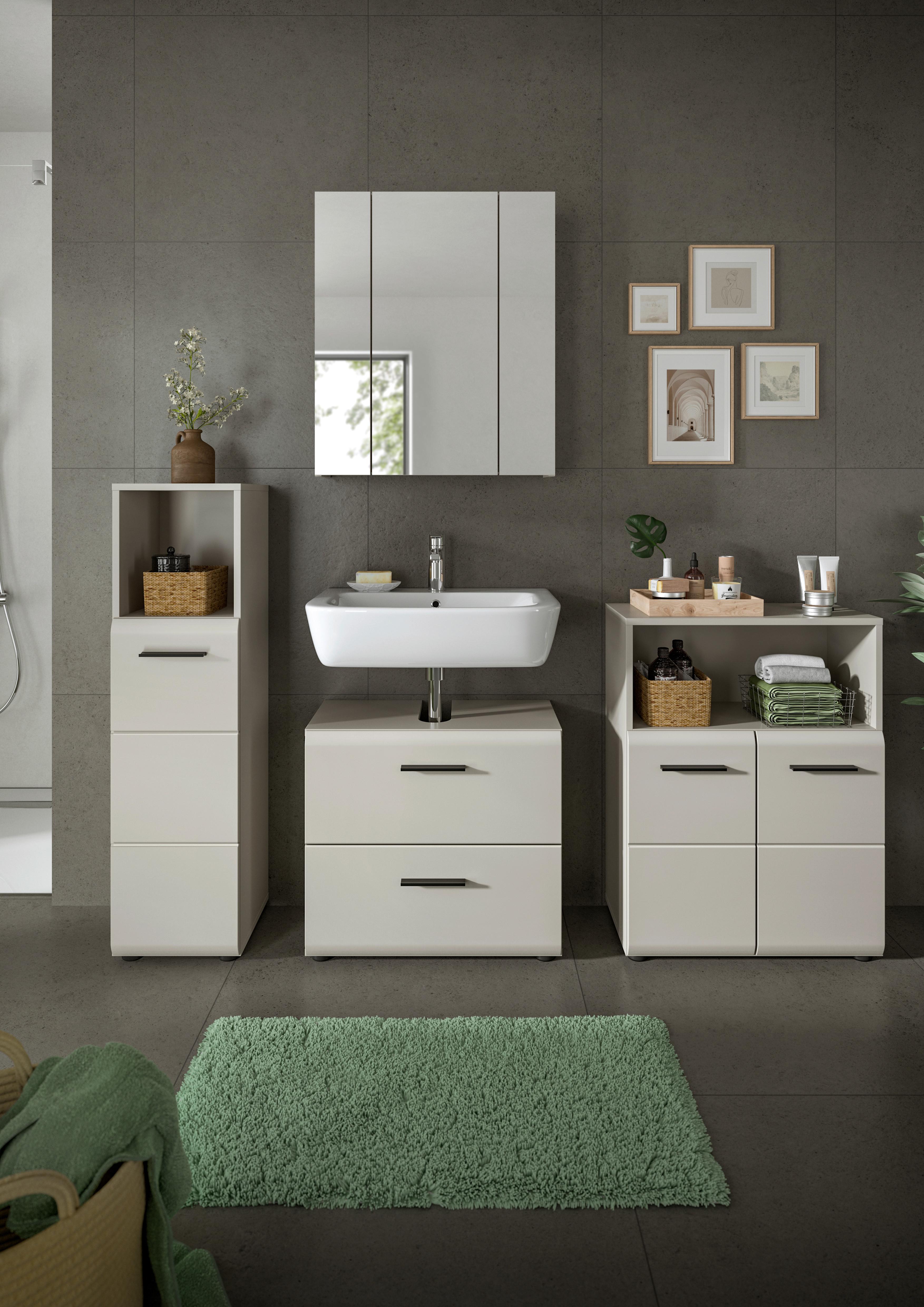 Badezimmer Ice Kaschmir B: 150cm - Kaschmir/Schwarz, Trend, Glas/Holzwerkstoff (150cm) - MID.YOU