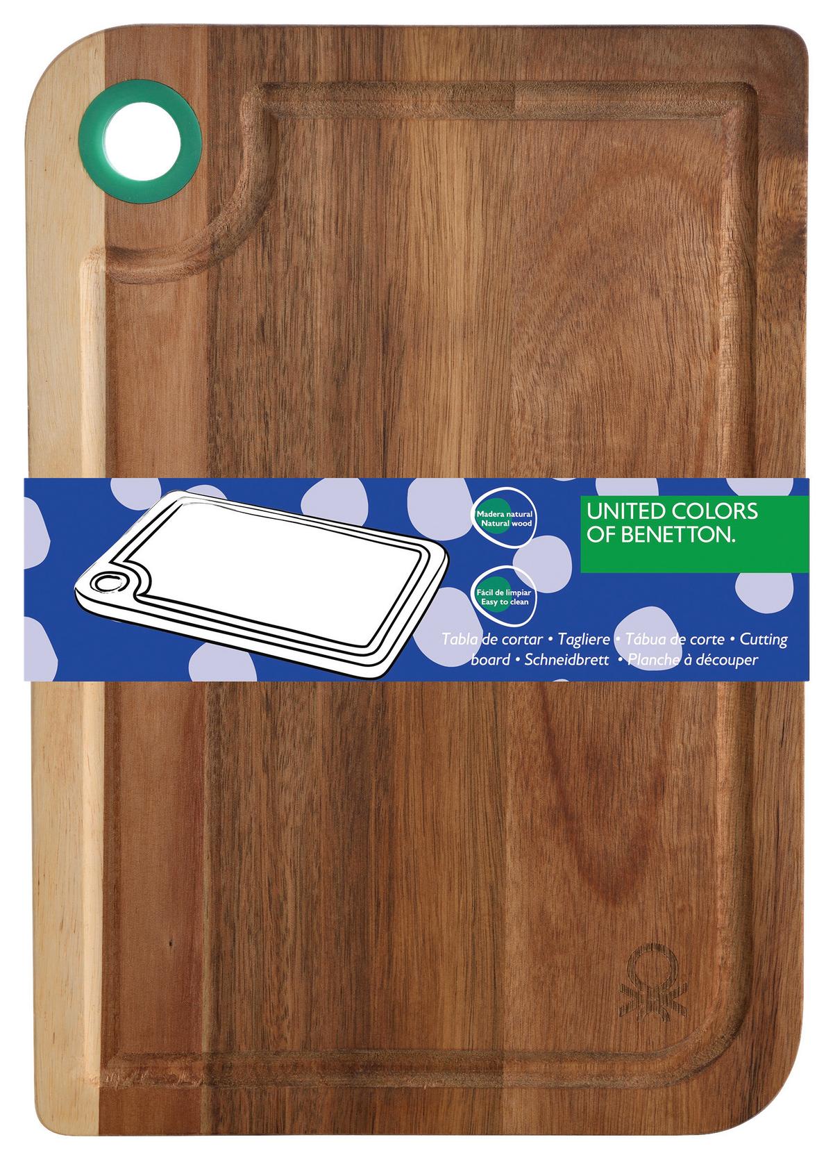Schneidebrett Aus Holz + Griff Rainbow L/b: Ca. 34/24 Cm - Akaziefarben, Basics, Holz/Kunststoff (34.2/24.5/11.5cm) - Benetton