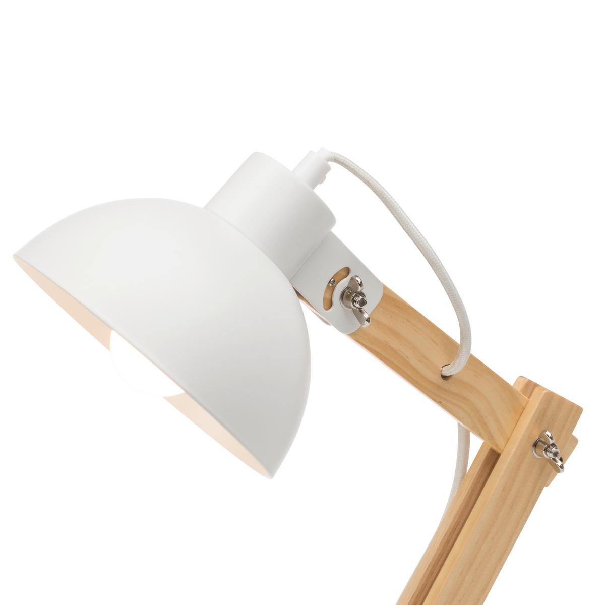 Tischlampe Moda Weiß/braun Mit Schnurschalter - Weiß, Natur, Holz/Metall (41,5/16/32cm) - Brilliant