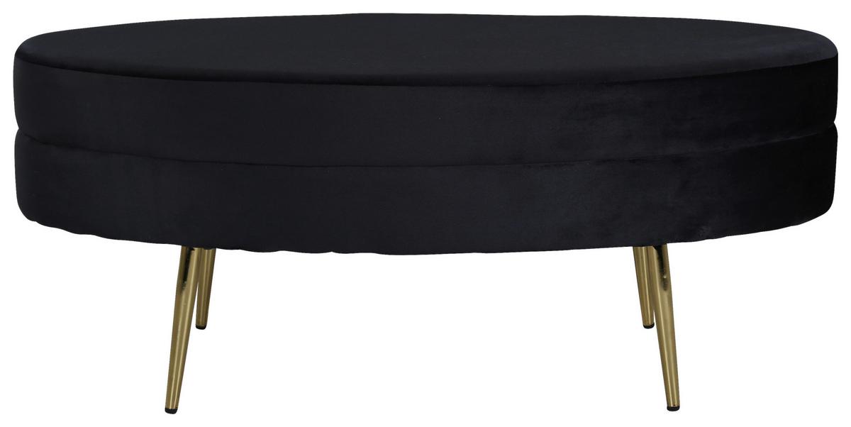 Hockerbank Otto - Goldfarben/Schwarz, Design, Textil/Metall (100/41/40cm) - Livetastic